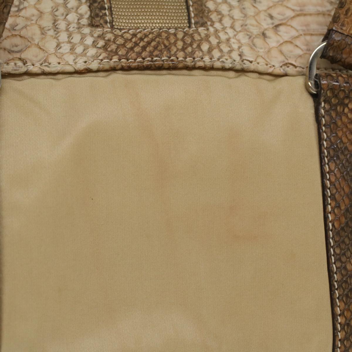 Prada Snake Pattern Semi Shoulder Shoulder Bag Nylon Beige