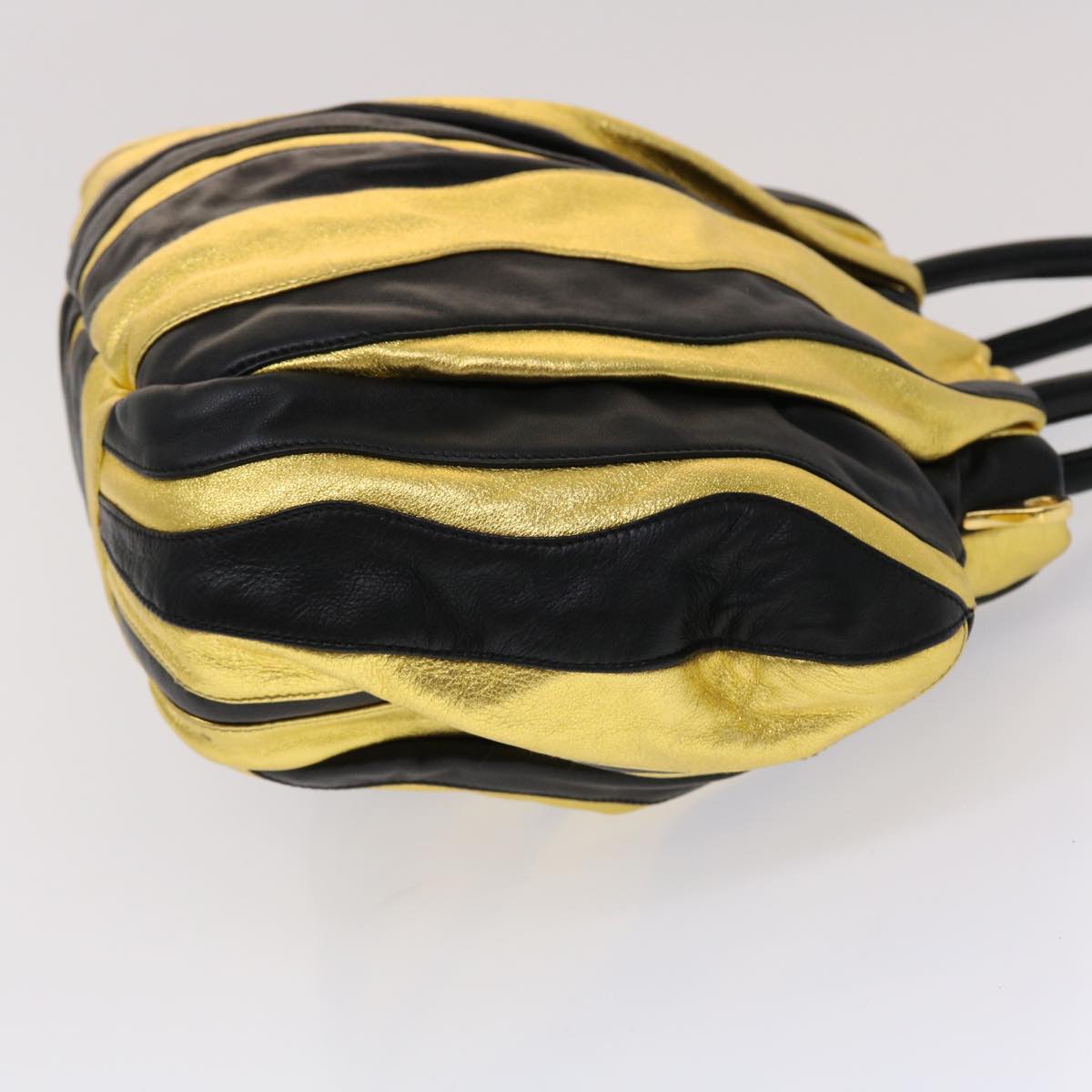 Prada Hand Bag 2Way Tone Nylon Gold Travel Bag