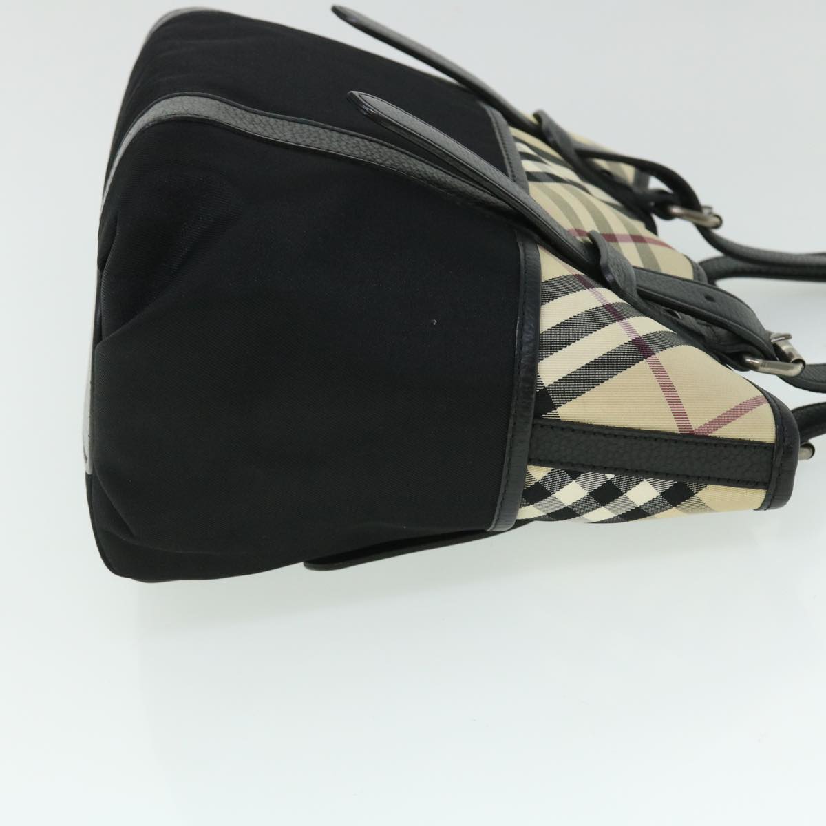 Burberry Luxury Nova Check Tote Bag Auth Yk8426 Nylon Black Beige