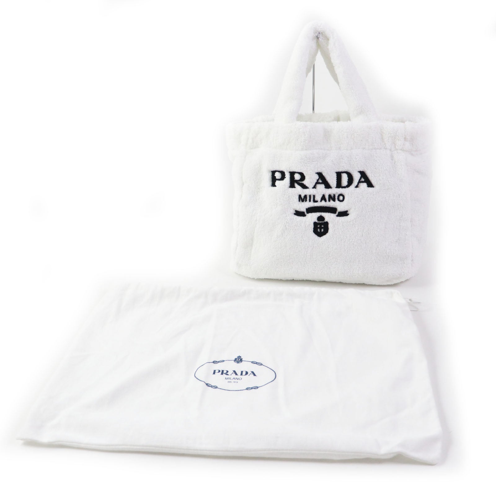 Prada Terry Tote Bag 1Bg130 Black White