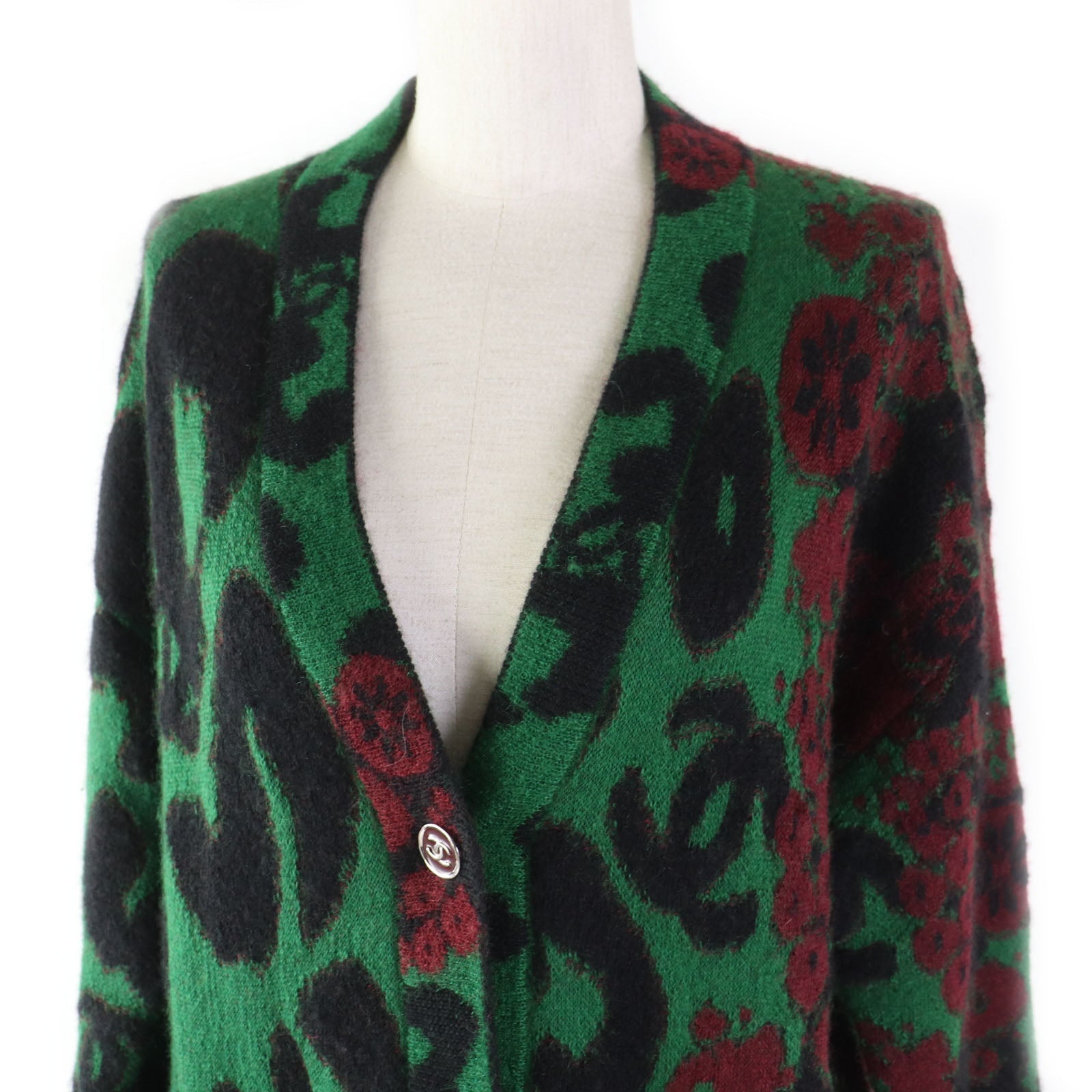 Chanel Cashmere Mohair Cardigan Coco Mark Button Bag