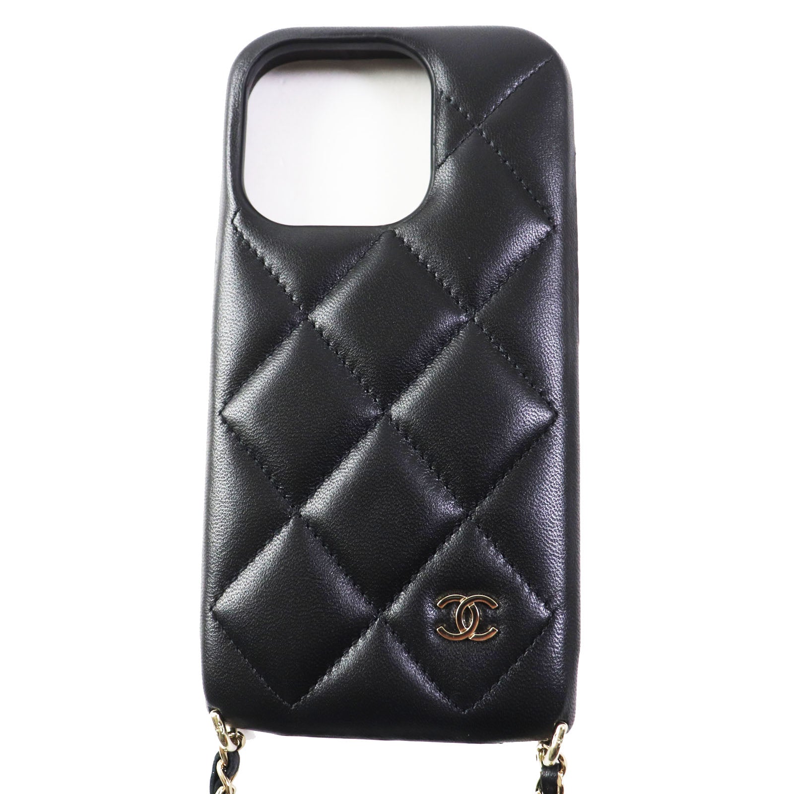 Chanel Matrasse Iphone 14 Pro Case Black Bag