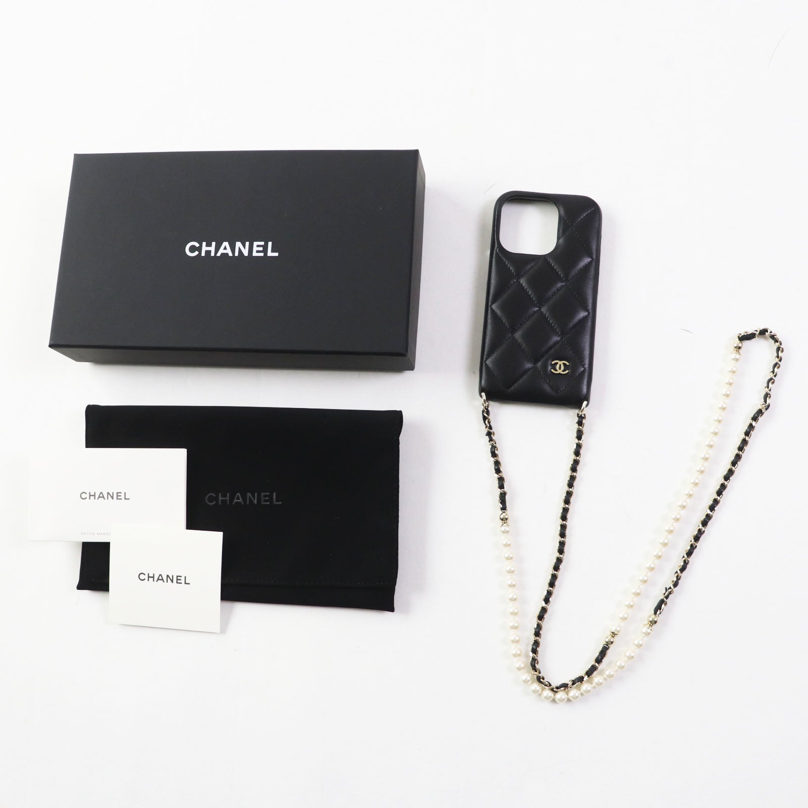 Chanel iPhone lambskin Matrasse Black Handbag