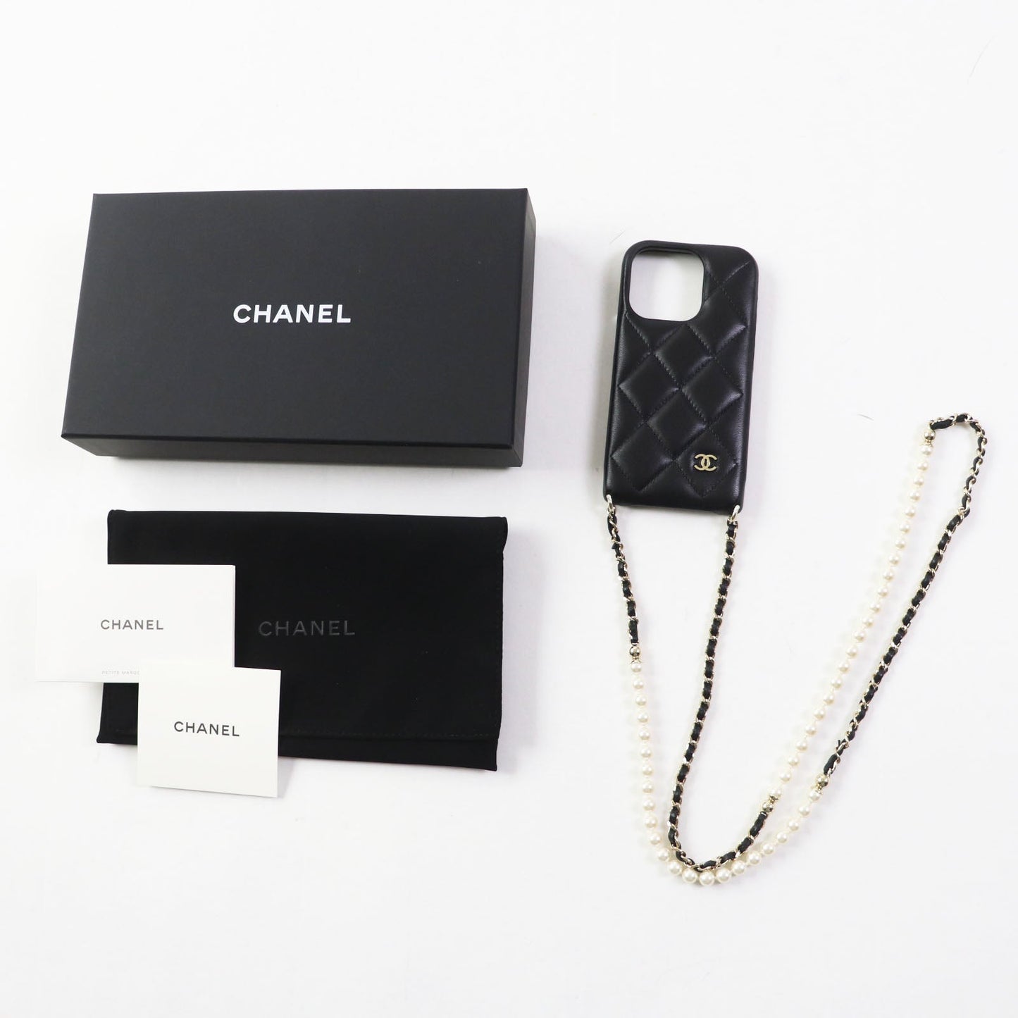 Chanel Matrasse Iphone 14 Pro Case Black Bag