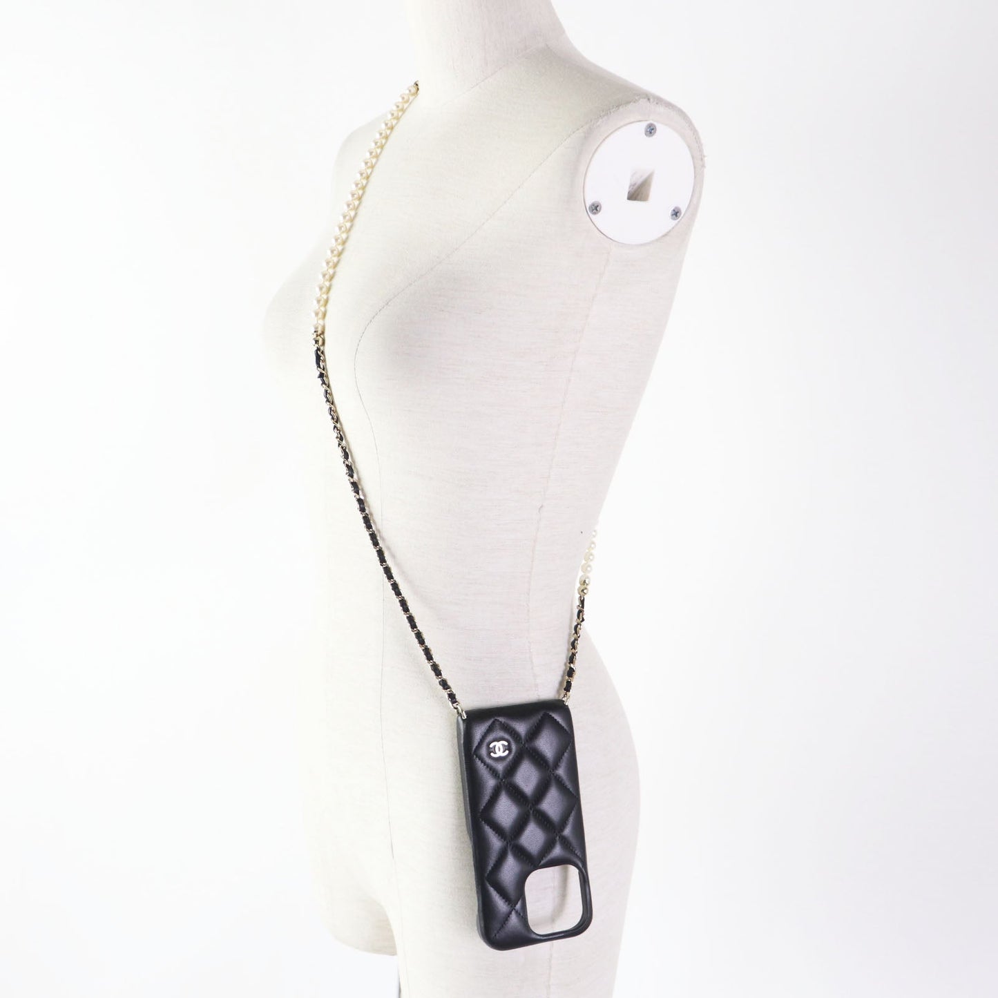 Chanel Matrasse Iphone 14 Pro Case Black Bag