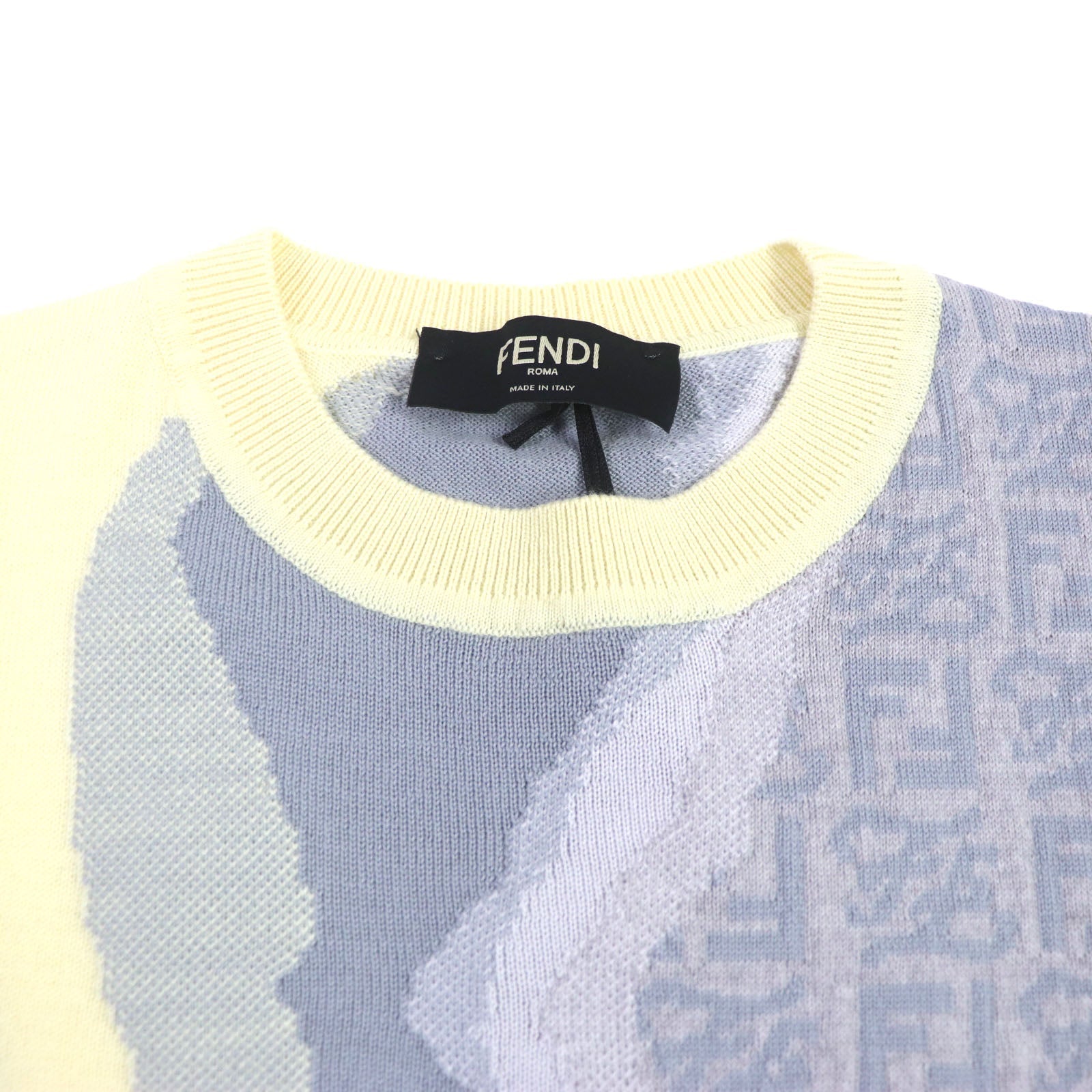 Fendi Knit Main Cotton Main Mens Handbag Nylon Yellow Multicolor Travel Bag