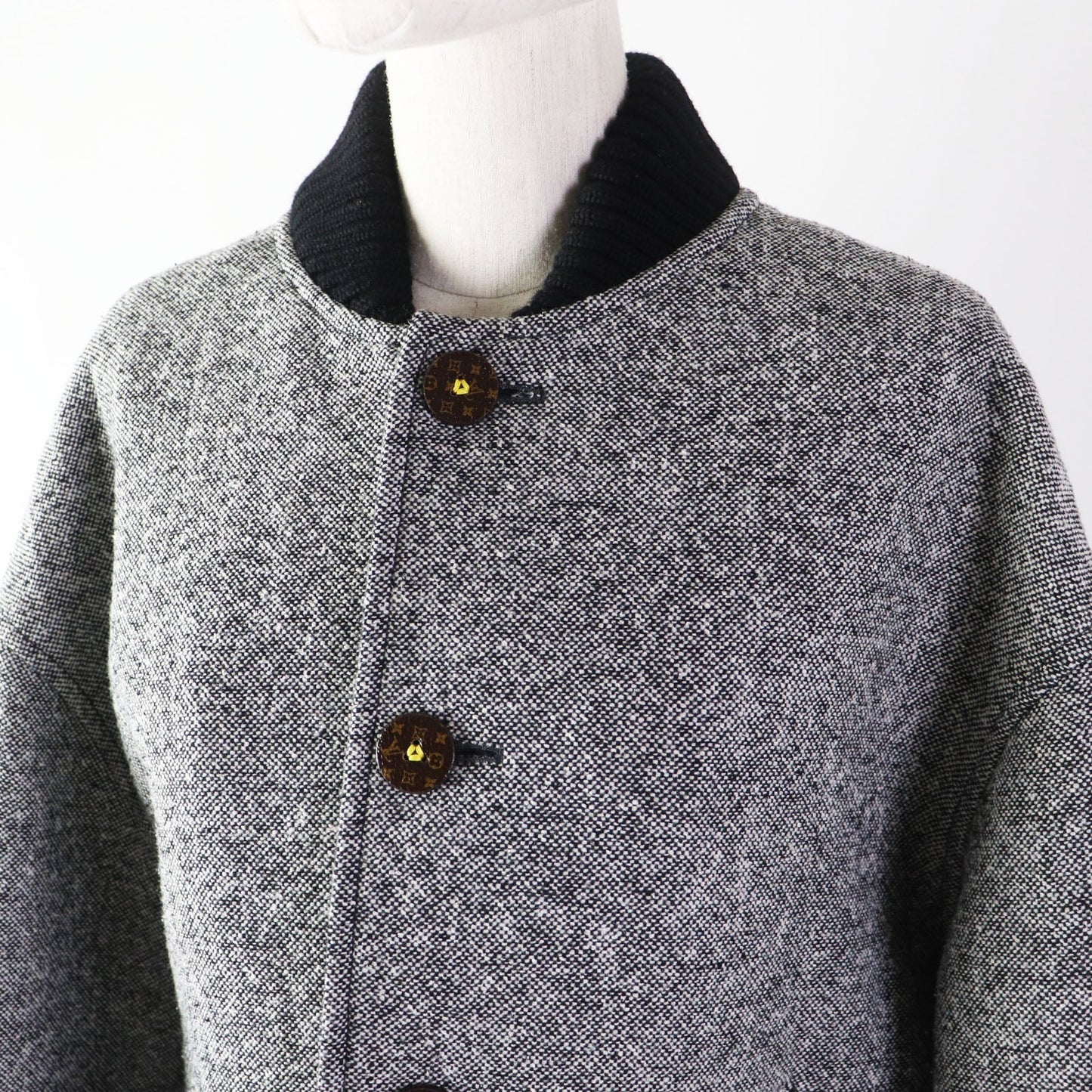 Louis Vuitton Blouson 1ACIVZ tweed varsity jacket Wool Black White Apparel
