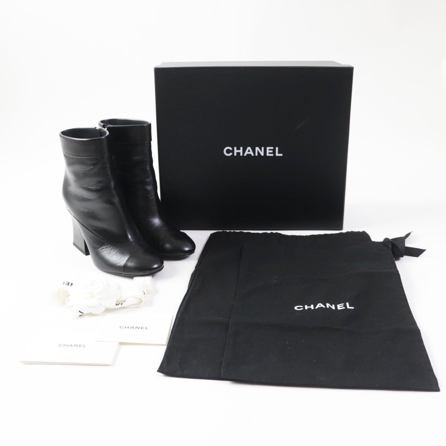 Chanel Ankle Boots COCO Mark F Pearl Black 36.5