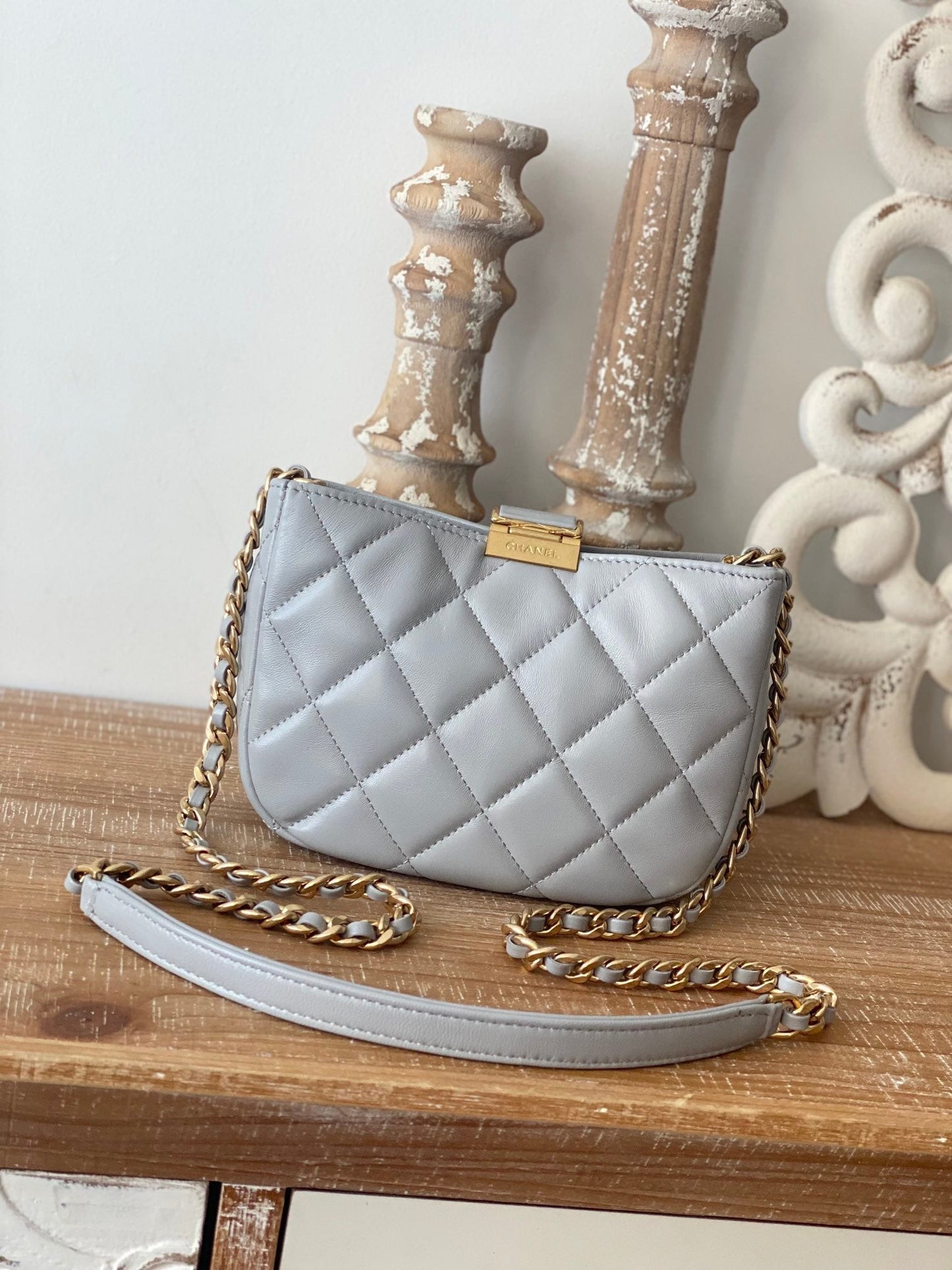 CHLSmall Hardware , ’s , Gold Grey Shoulder Bag