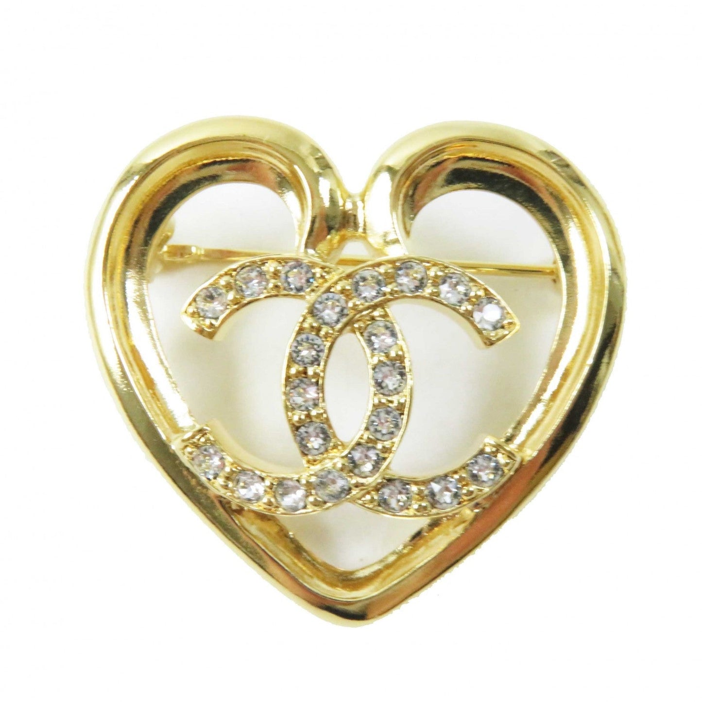 Chanel Brooch F23C Plated Rhinestone COCO Mark Gold Handbag