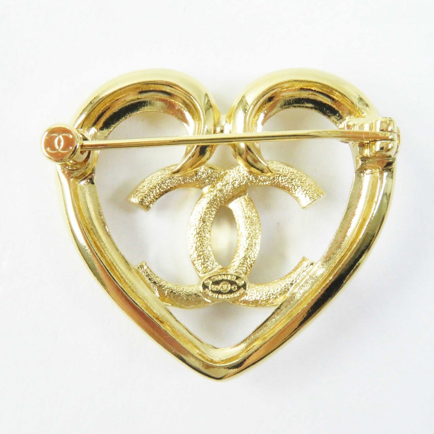 Chanel Brooch F23C Plated Rhinestone COCO Mark Gold Handbag