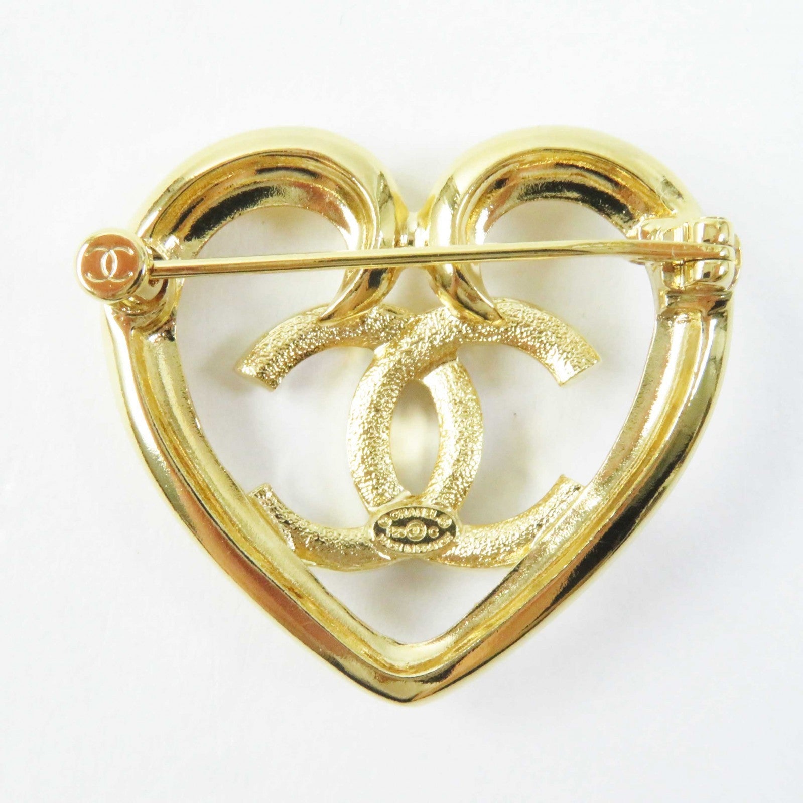 Chanel Brooch F23C Plated Rhinestone COCO Mark Gold Handbag