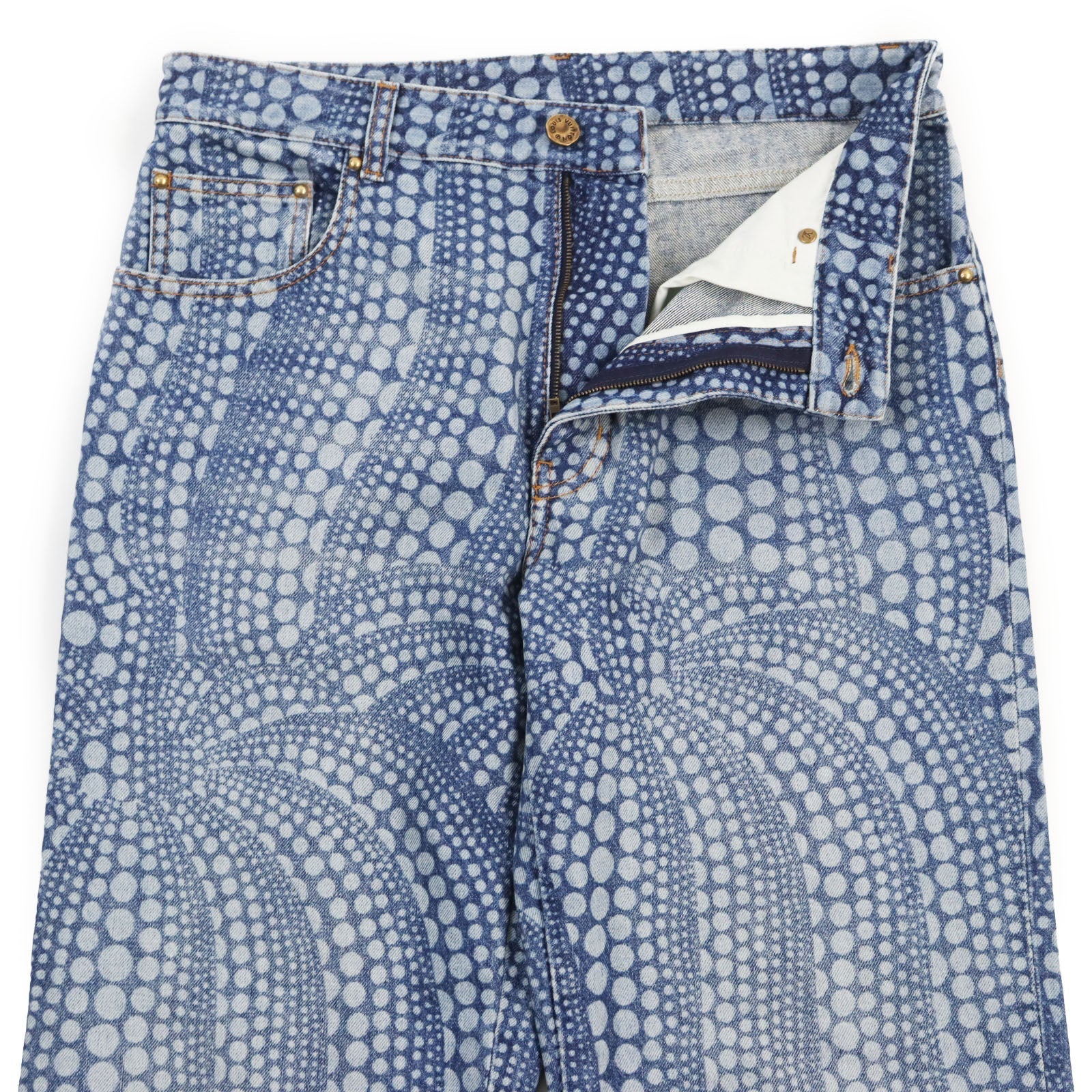 Louis Vuitton Part Indigo All Over Pumpkin Leather Denim Cotton Blue Apparel