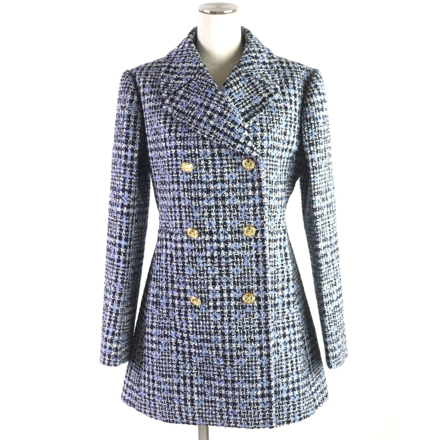 Louis Vuitton pea coat 23 mohair 10 Wool Cotton Blue Navy Apparel