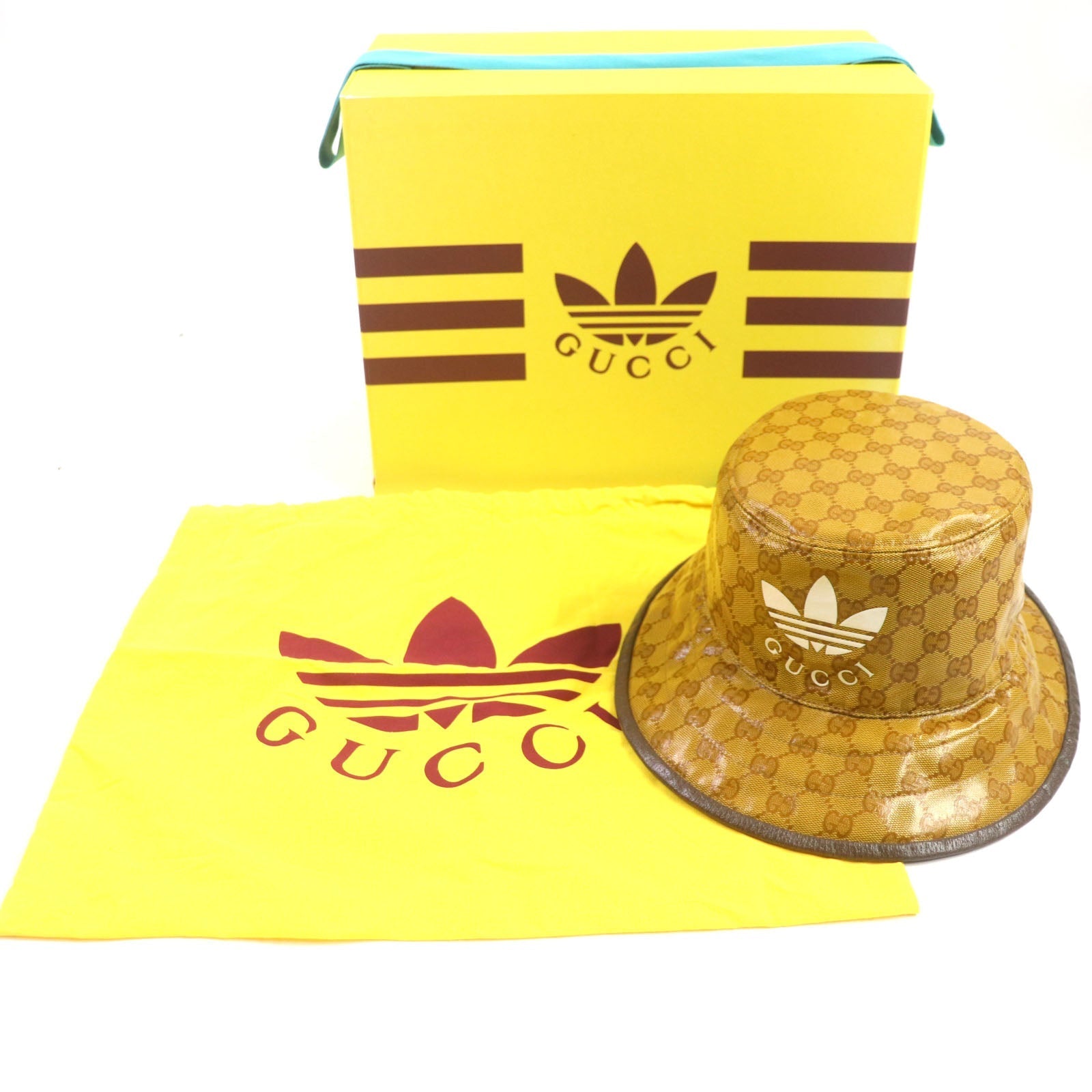 Gucci Part Inner 55 45 rayon Leather Nylon Cotton Brown Hat