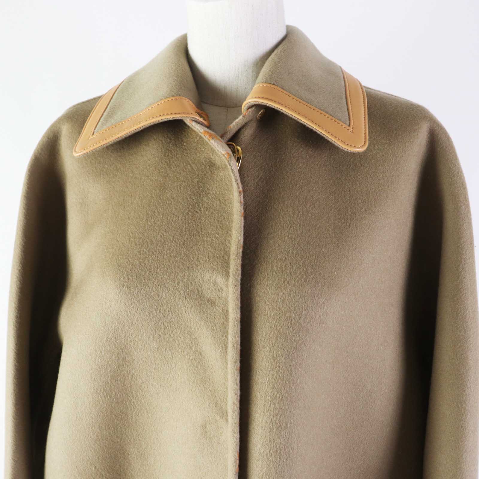 Louis Vuitton coat 1ABQP2 Part Lamb Removable Leather Wool Beige Apparel