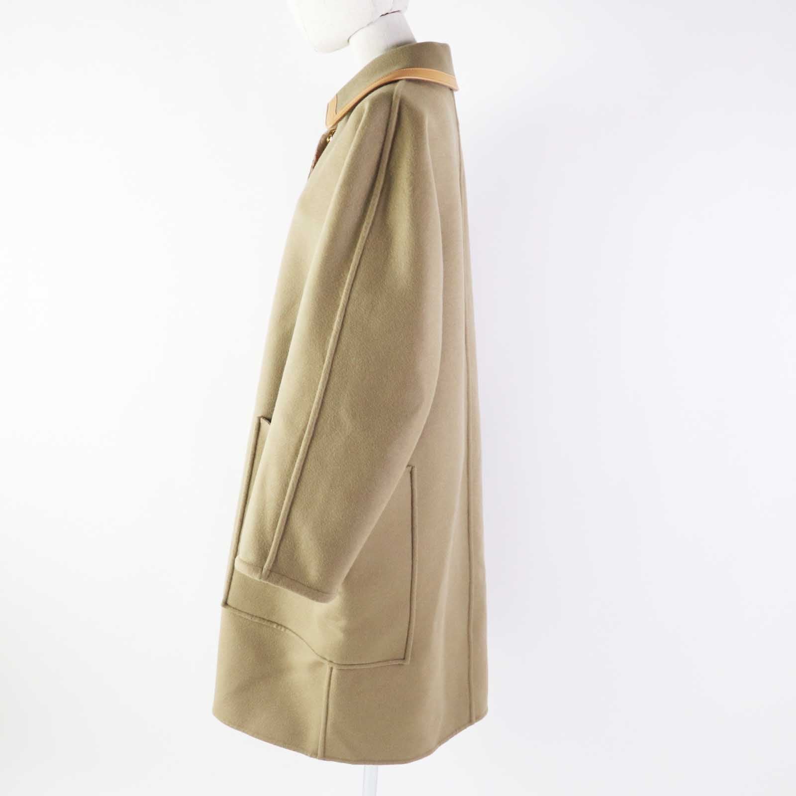 Louis Vuitton coat 1ABQP2 Part Lamb Removable Leather Wool Beige Apparel