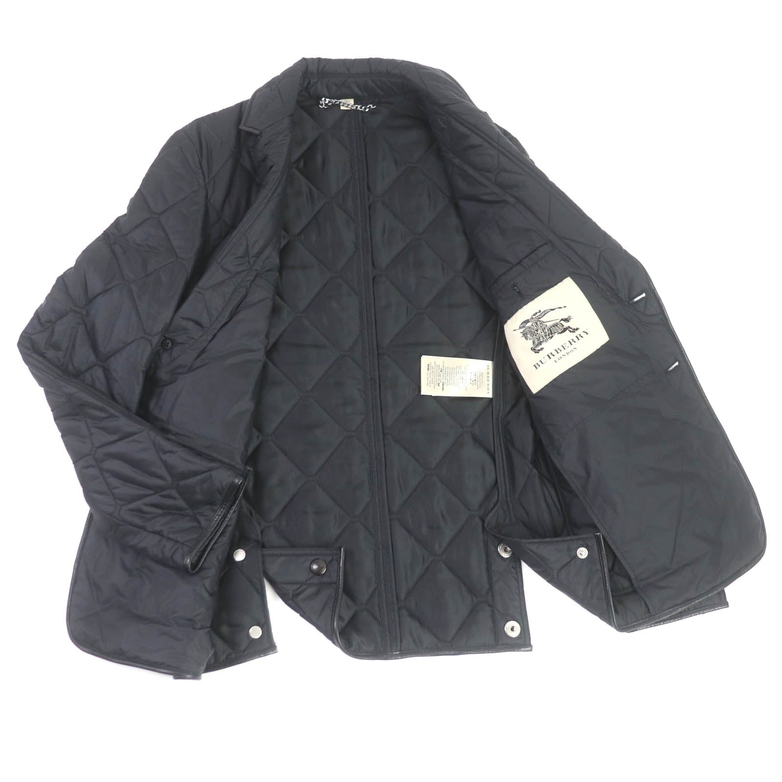 Burberry London Blouson Outer Lining Acetate Lining Rayon Filling Leather Nylon Black Travel Bag