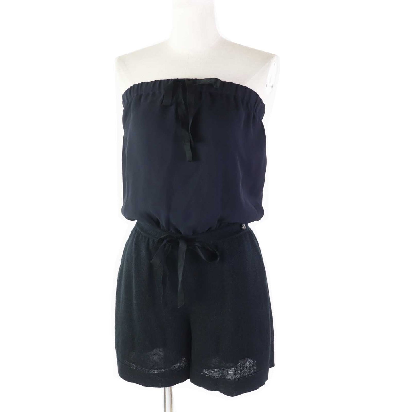 Chanel overalls Part 100 silk Navy 34 Black Handbag