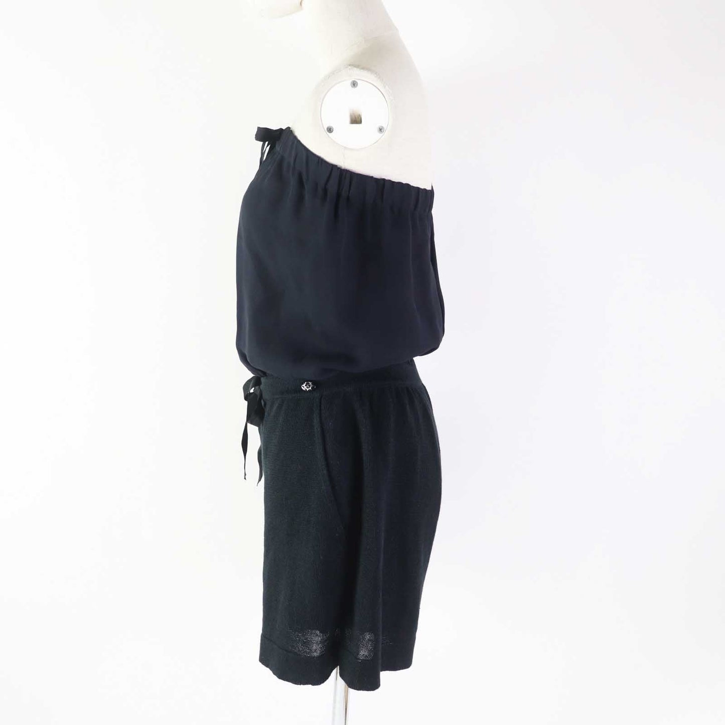 Chanel overalls Part 100 silk Navy 34 Black Handbag