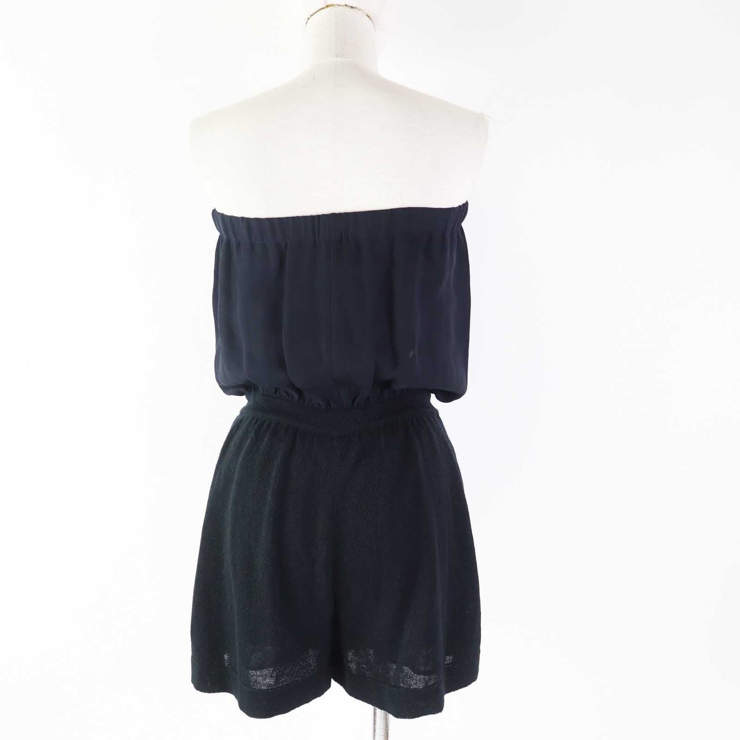 Chanel overalls Part 100 silk Navy 34 Black Handbag