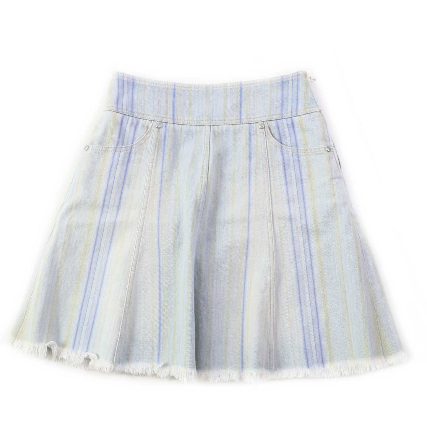 Chanel Stripe Denim Skirt Light Blue 34 Handbag