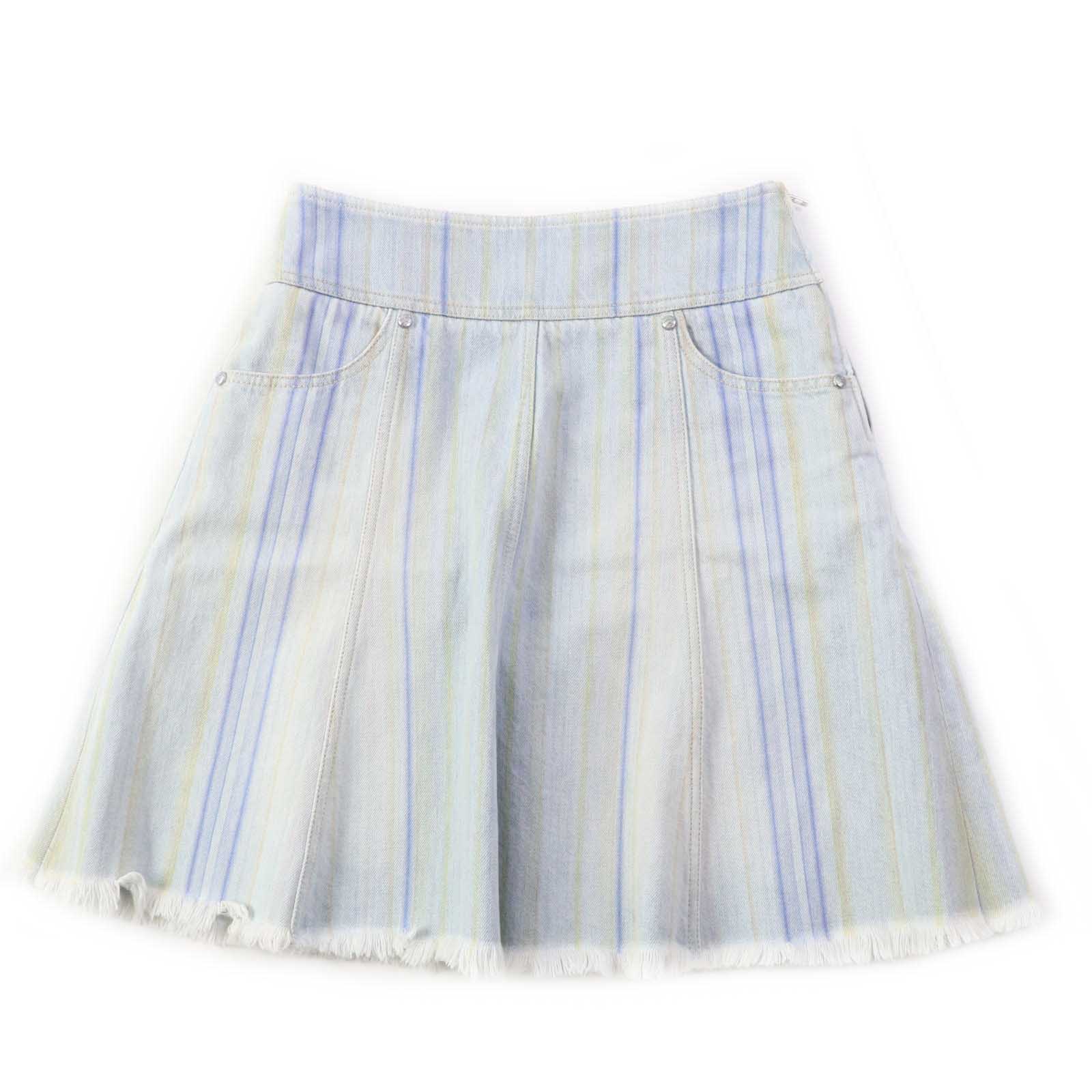 Chanel Stripe Denim Skirt Light Blue 34 Handbag