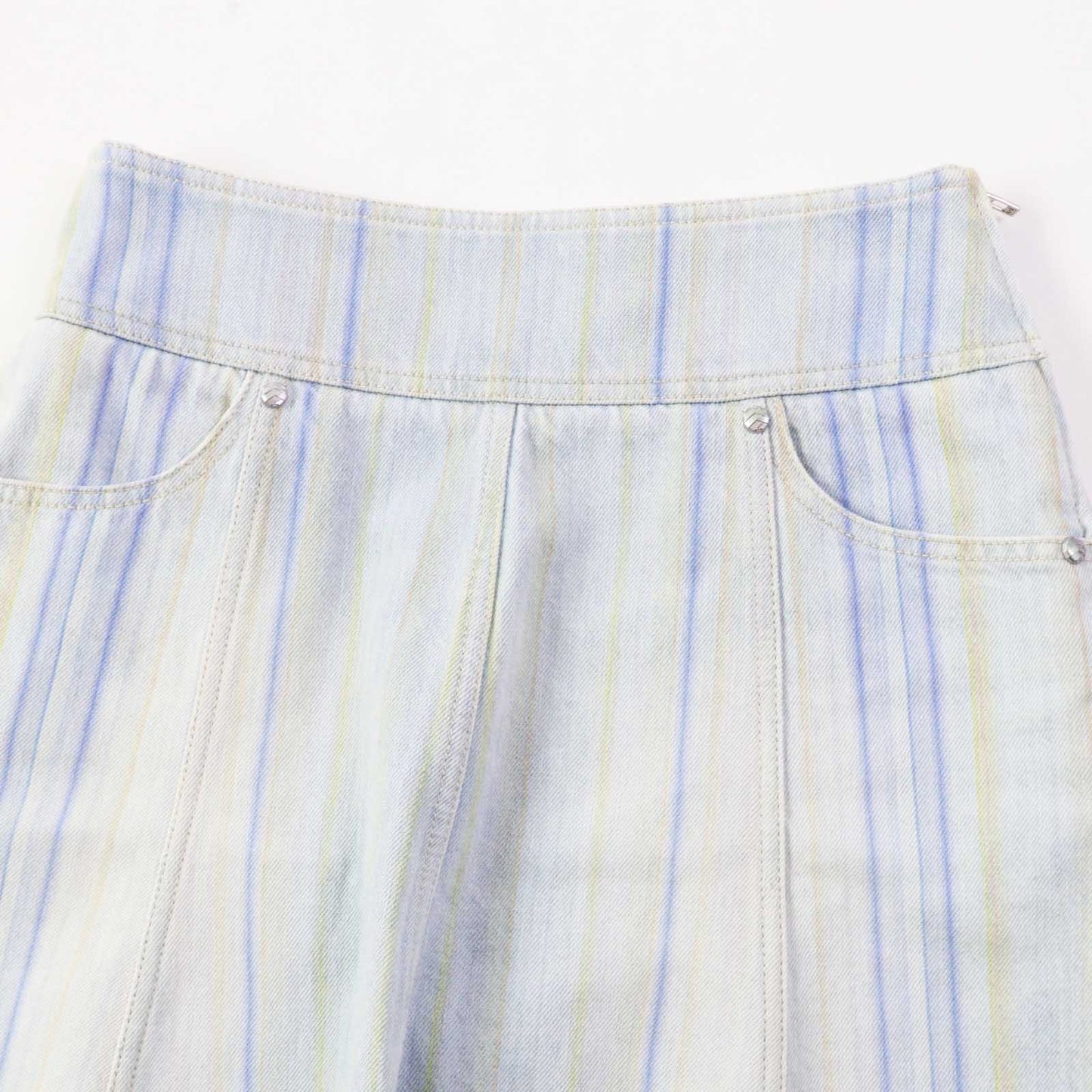 Chanel Stripe Denim Skirt Light Blue 34 Handbag
