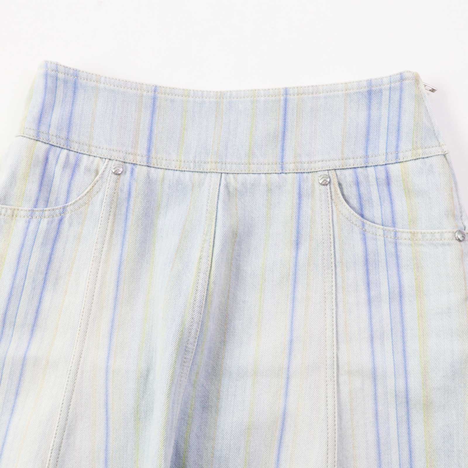 Chanel Stripe Denim Skirt Light Blue 34 Handbag