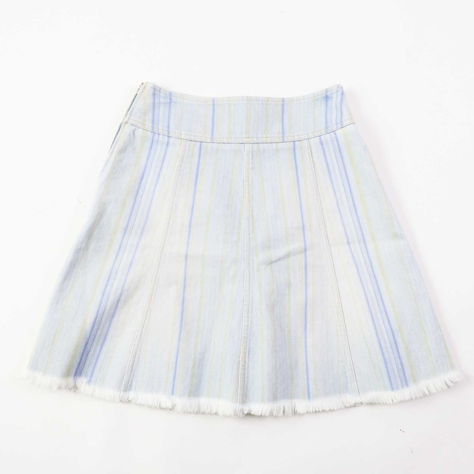 Chanel Stripe Denim Skirt Light Blue 34 Handbag