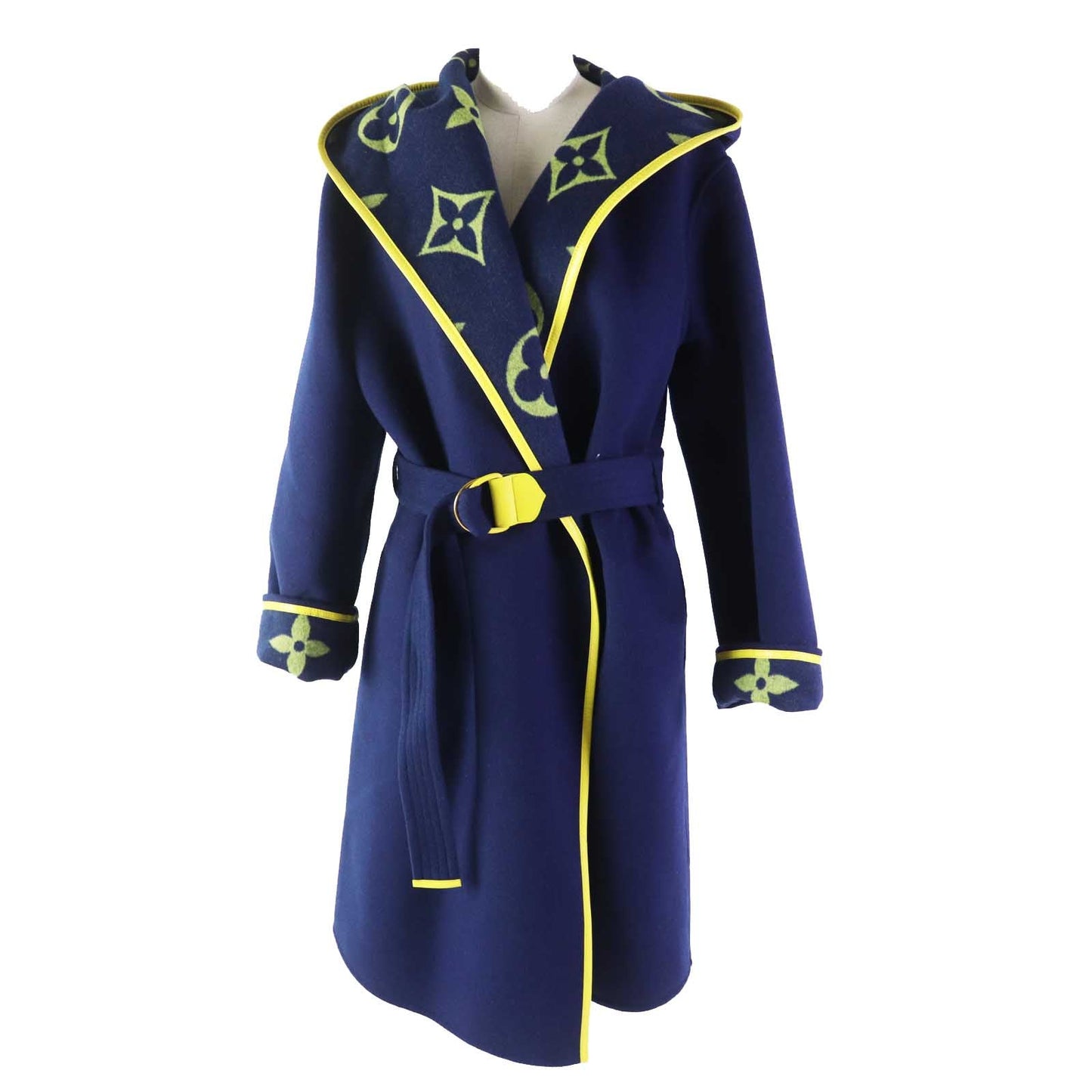 Louis Vuitton coat loop 100 polyester 99 Monogram Leather Wool Navy Apparel