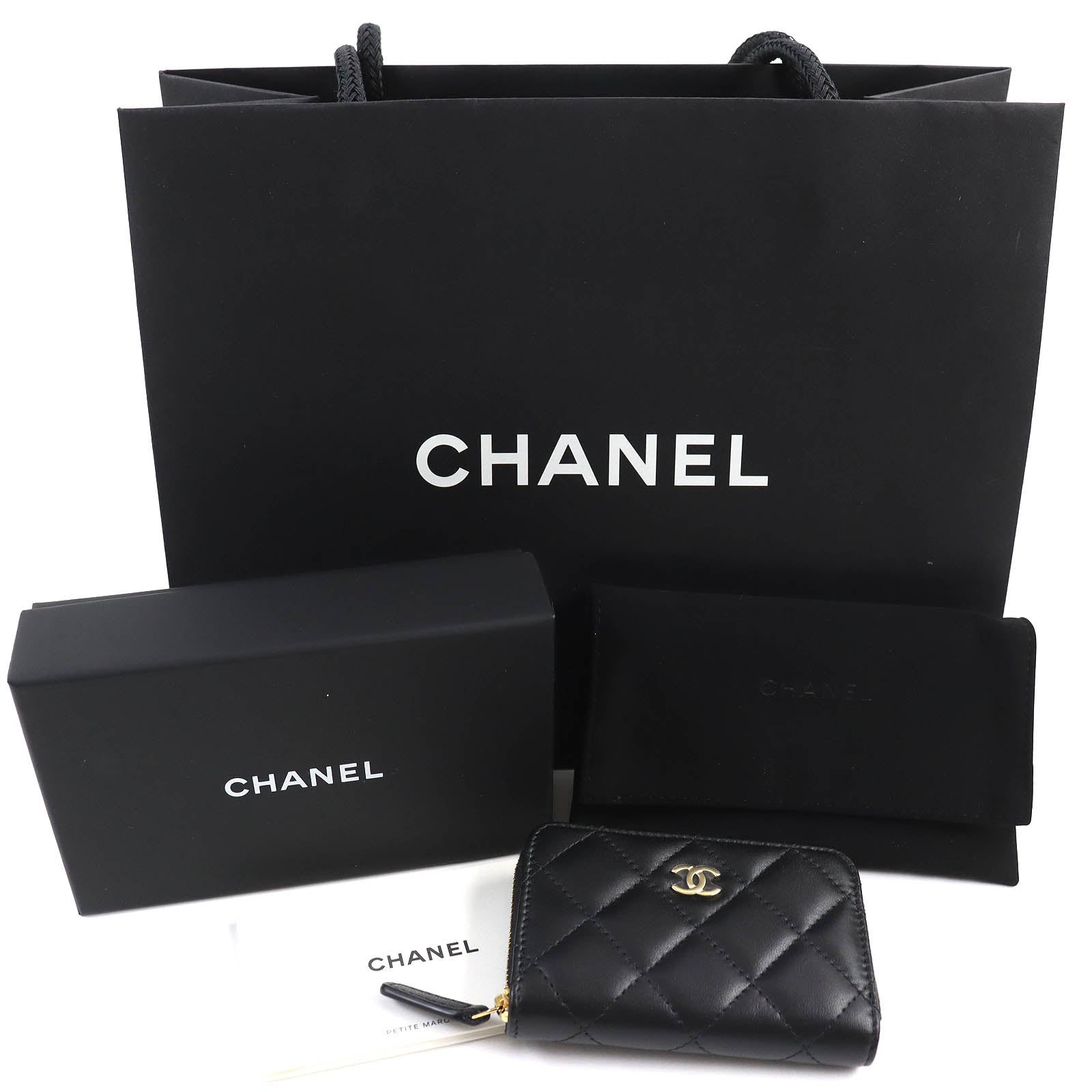 Chanel Classic Leather Zip Coin Purse Bag