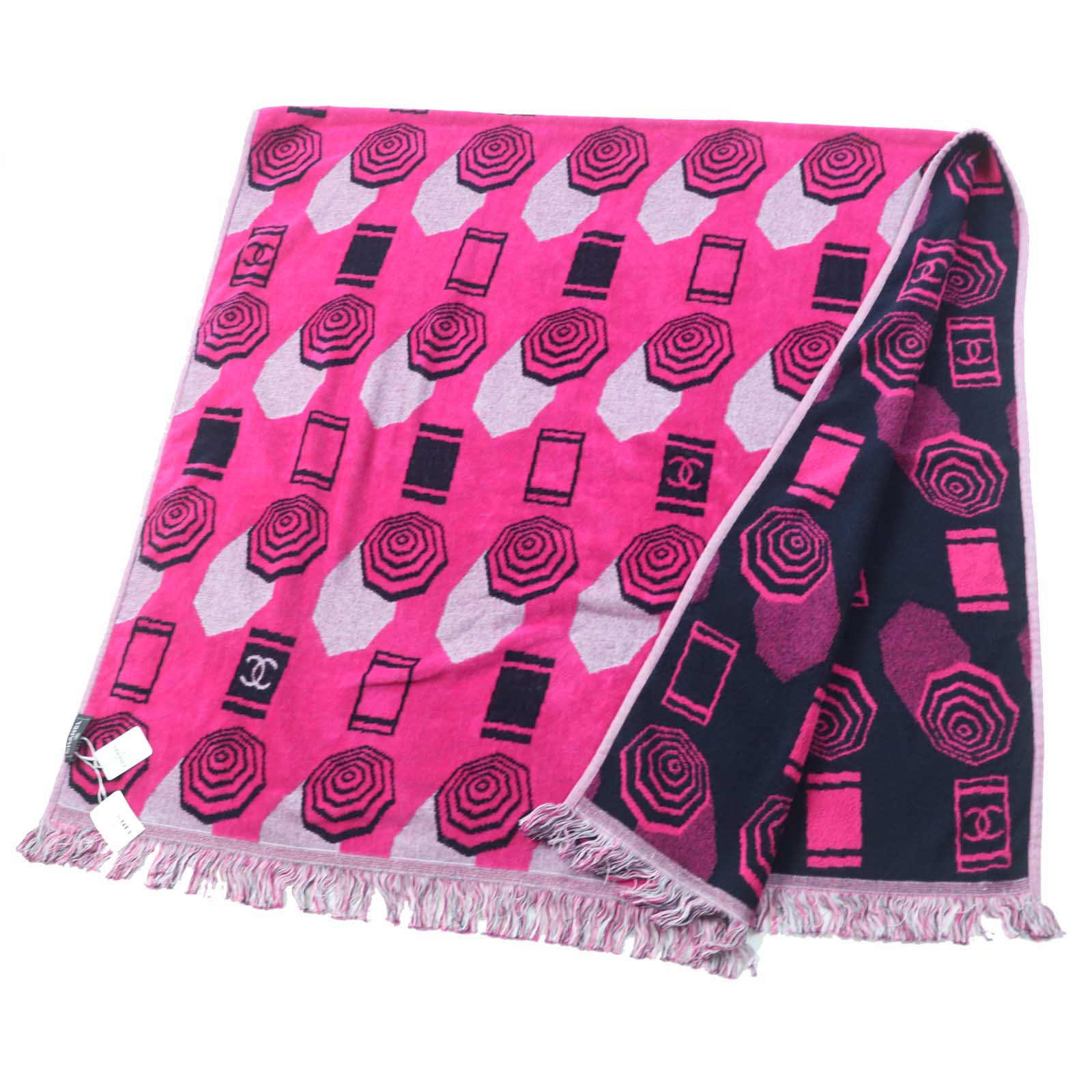 Chanel towel 19S cotton 100 Navy Pink Handbag