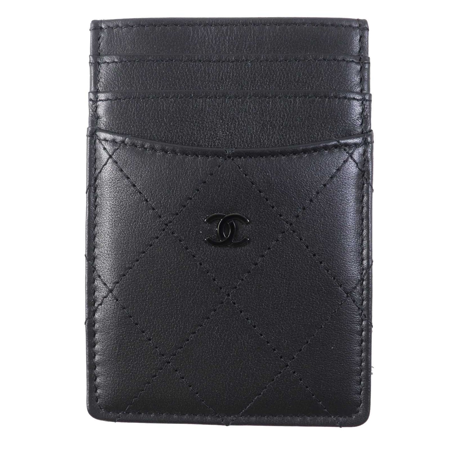 Chanel Card Black Leather Wallet Case