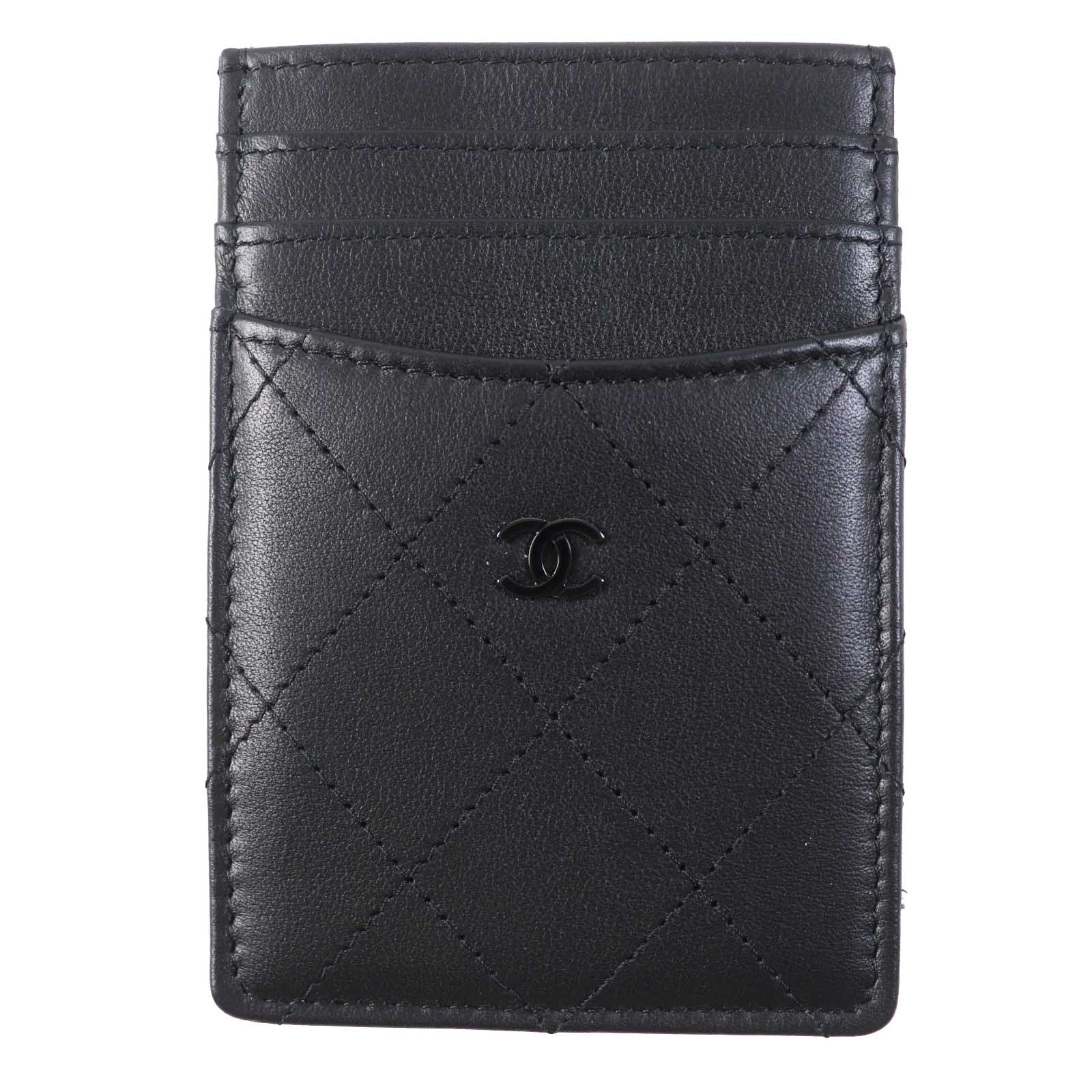 Chanel Card Black Leather Wallet Case