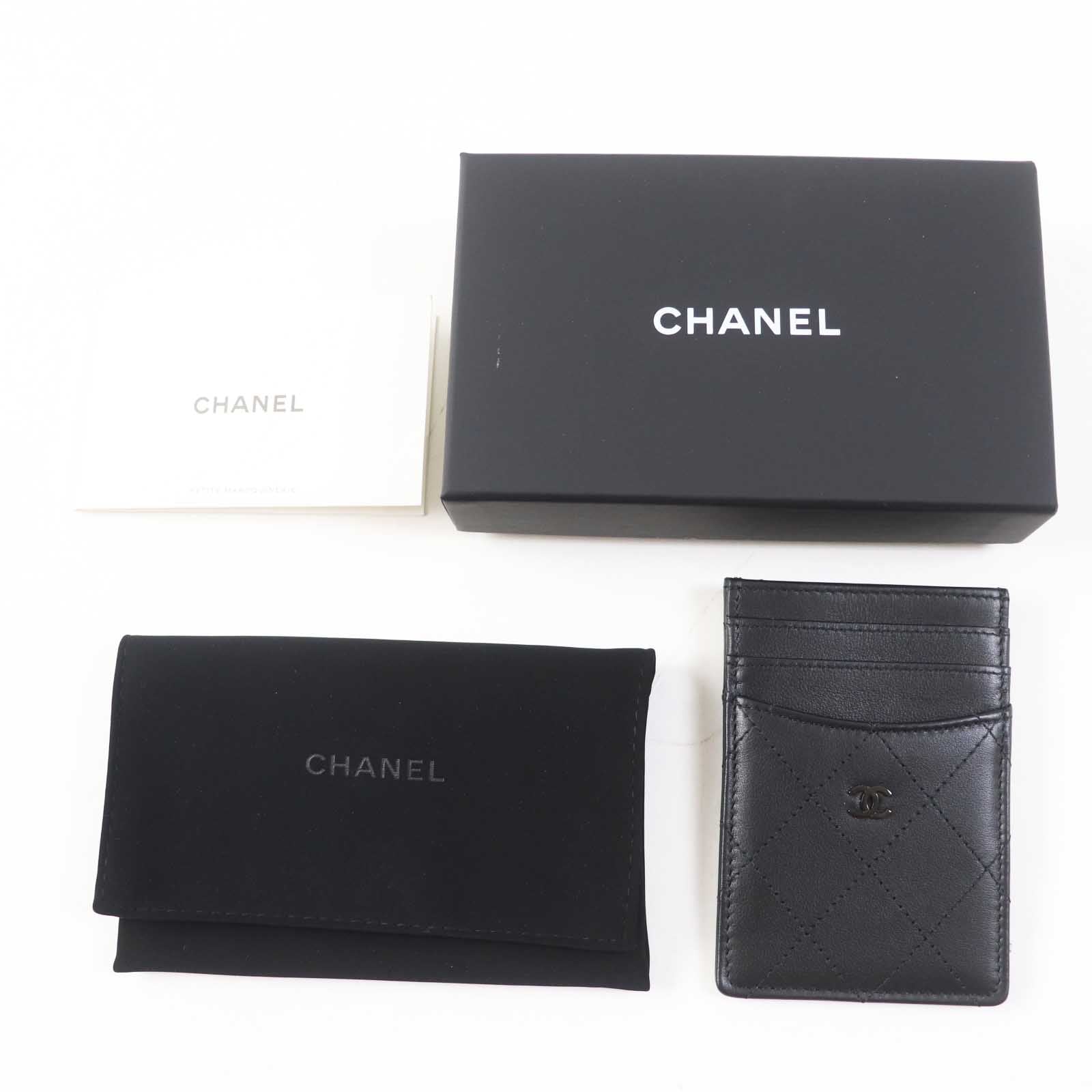 Chanel Card Black Leather Wallet Case