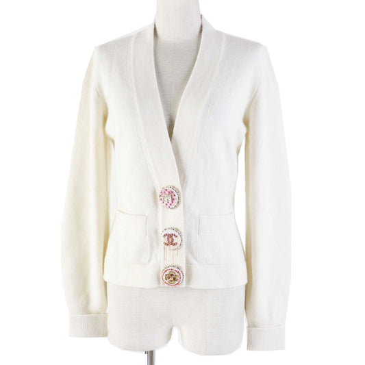 Chanel Cashmere Elastane Knit Cardigan White Bag