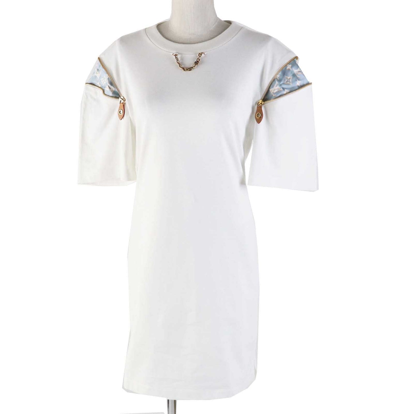 Louis Vuitton one piece 1ABRXK Parts 70 Leather Cotton White Blue Apparel