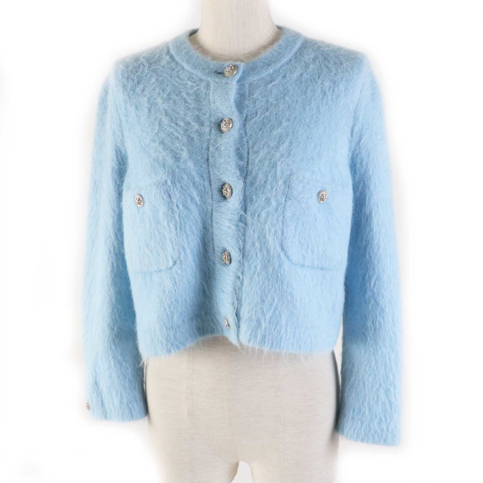 Chanel Cashmere Alpaca Knit Cardigan 36 Coco Button Bag