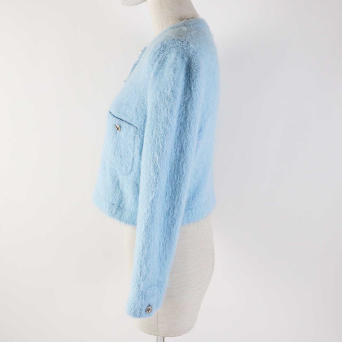 Chanel Cashmere Alpaca Knit Cardigan 36 Coco Button Bag