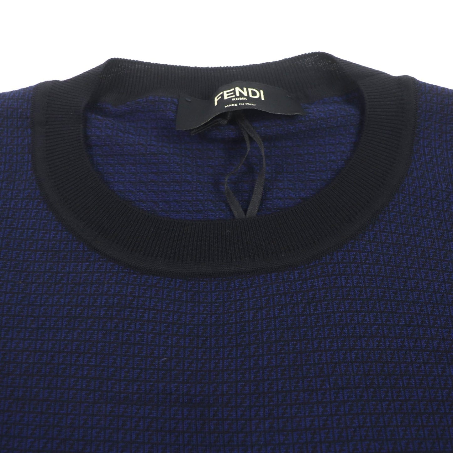 Fendi Knit Main Wool Mens Handbag Navy Travel Bag