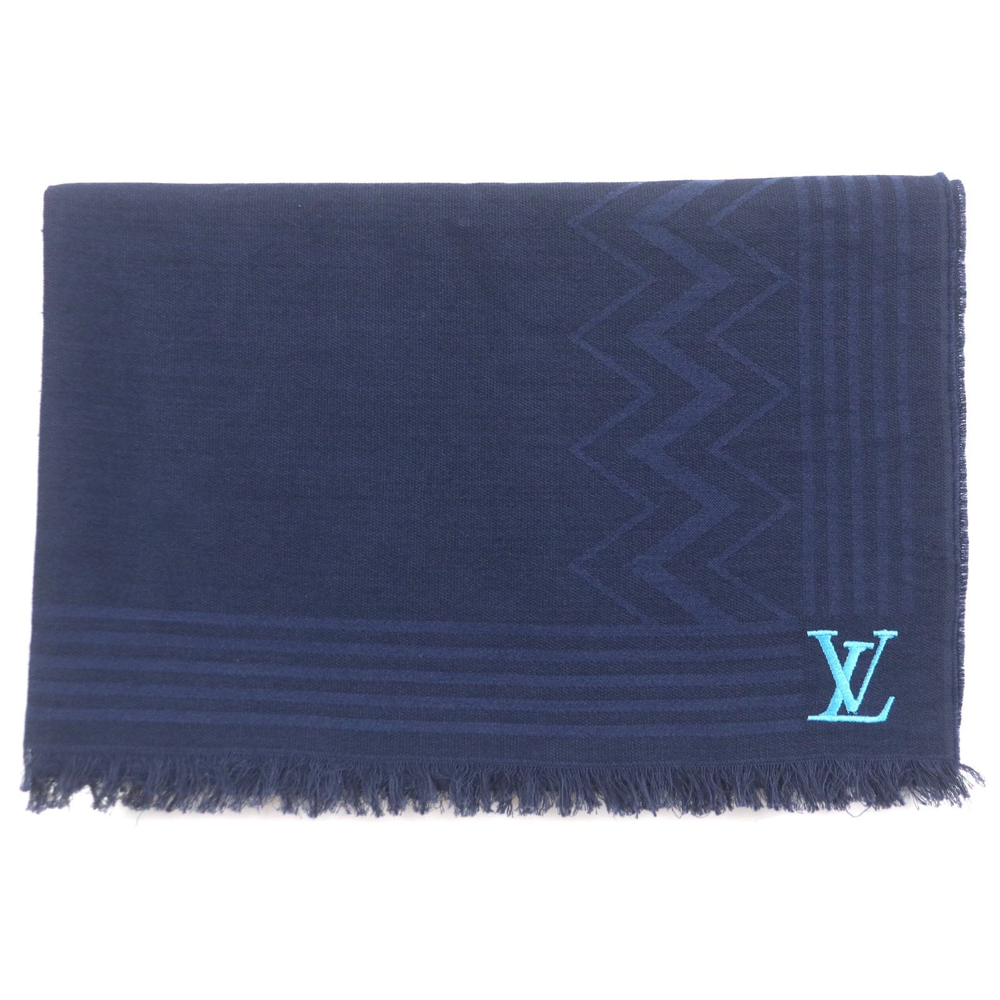 Louis Vuitton Scarf M77583 Wool Cotton Navy