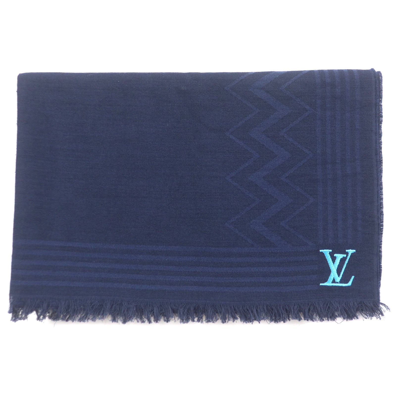 Louis Vuitton Scarf M77583 Wool Cotton Navy