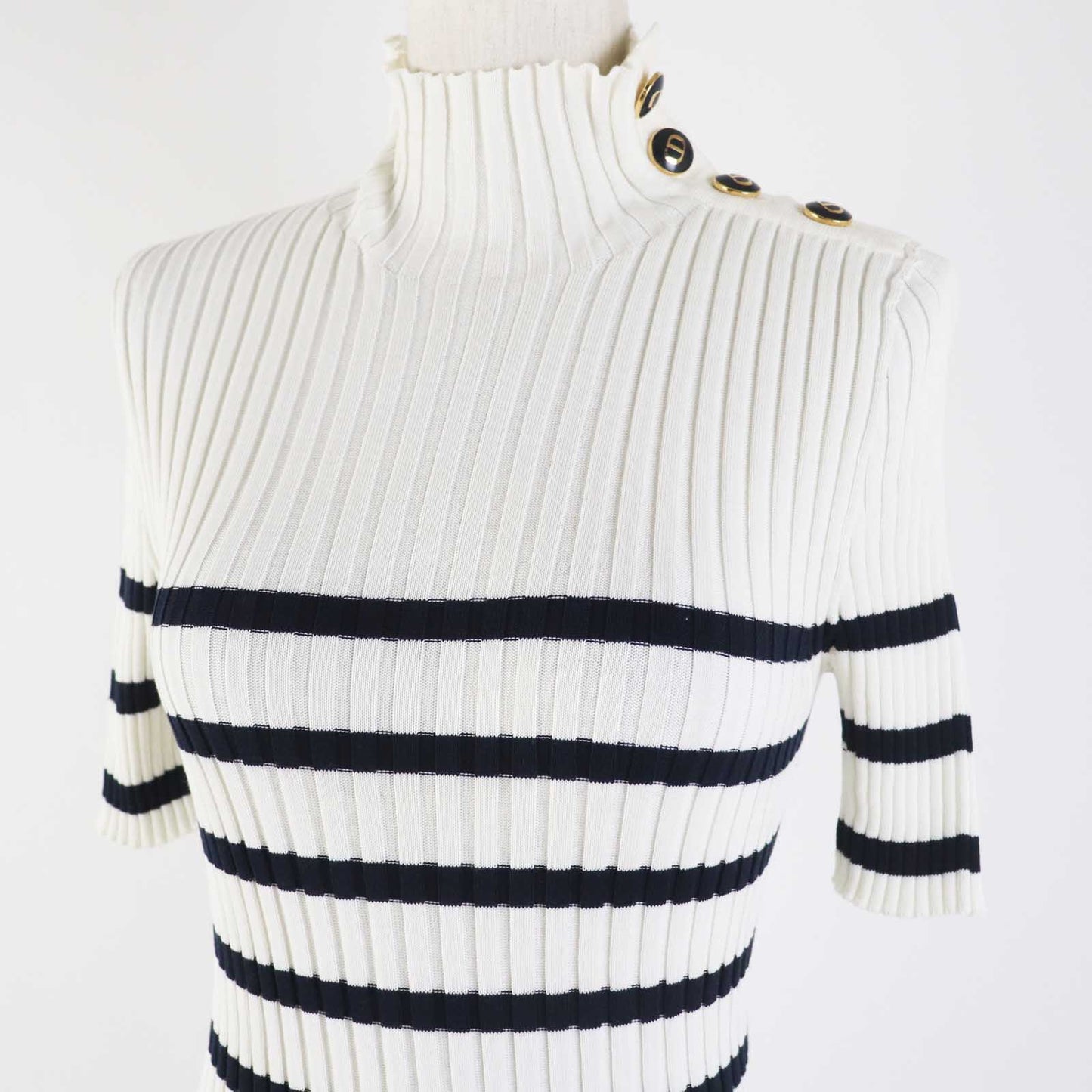 Dior Christian Short Sleeve Knit Main: % Cotton Black White Travel Bag