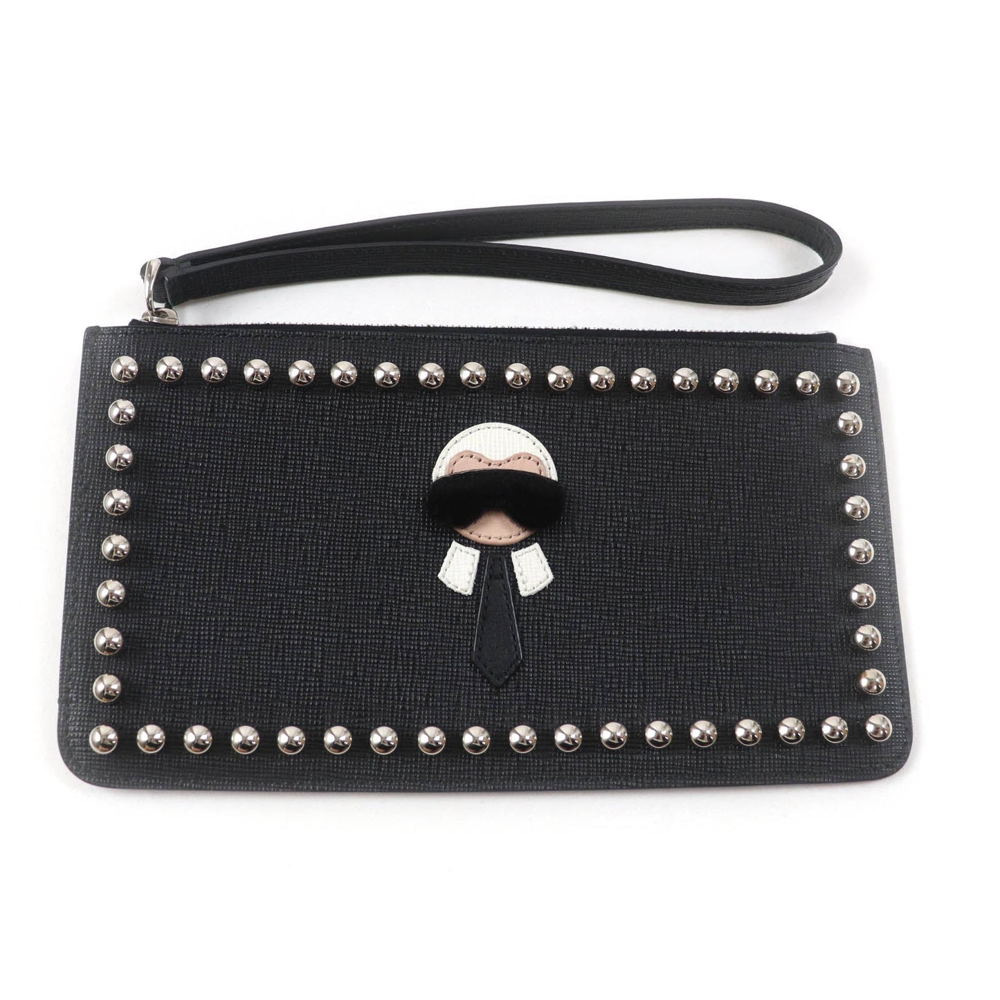 Fendi Pouch 8M0341 Main Karito Women Handbag Leather Black Travel Bag