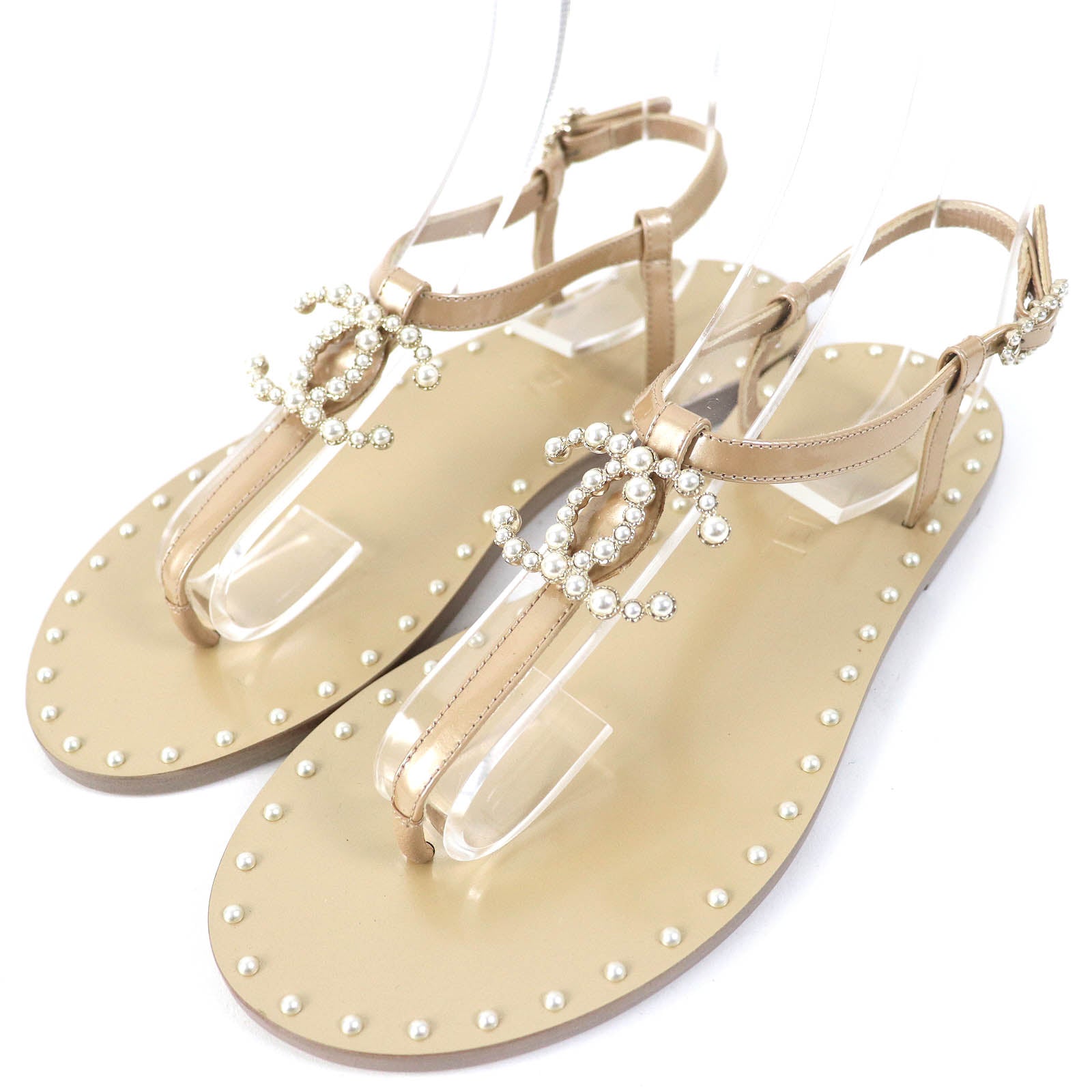 Chanel Faux Pearl Coco Mark Thong Sandals