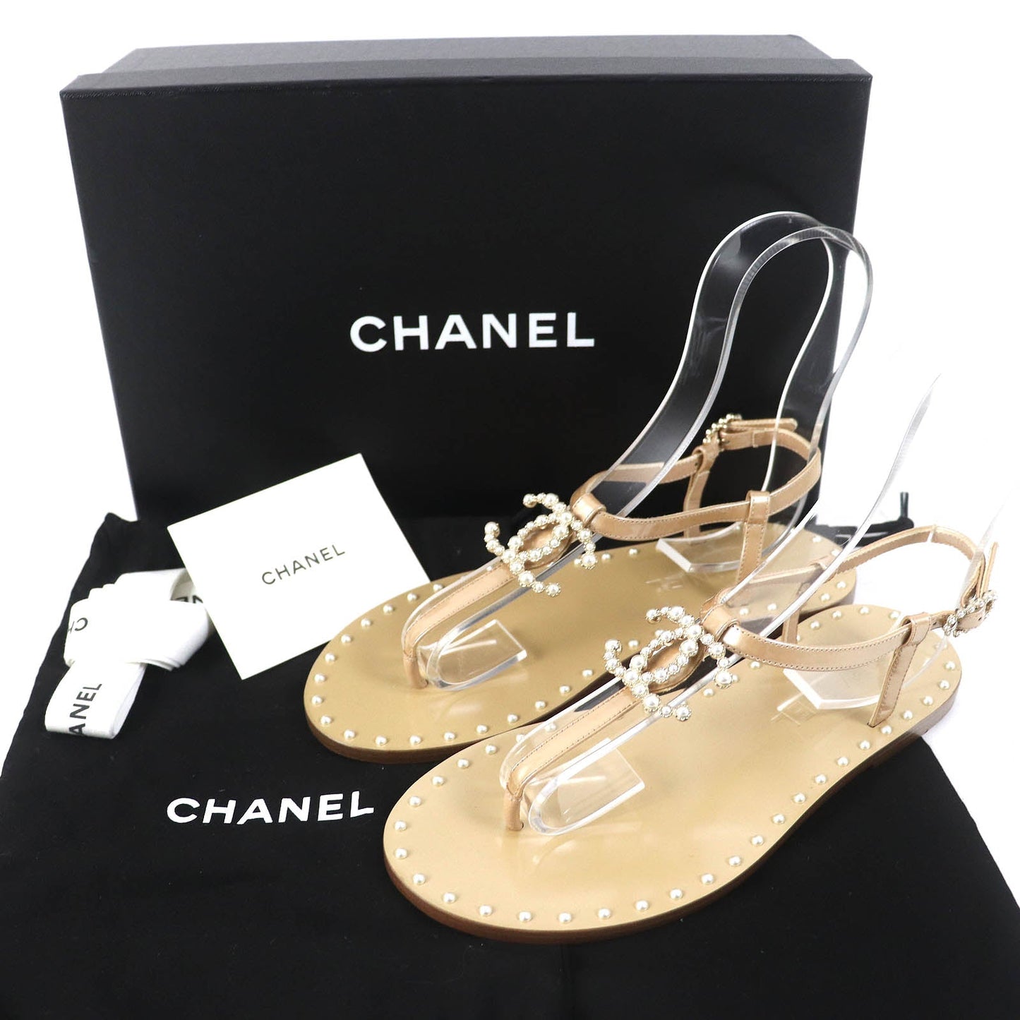 Chanel Faux Pearl Coco Mark Thong Sandals