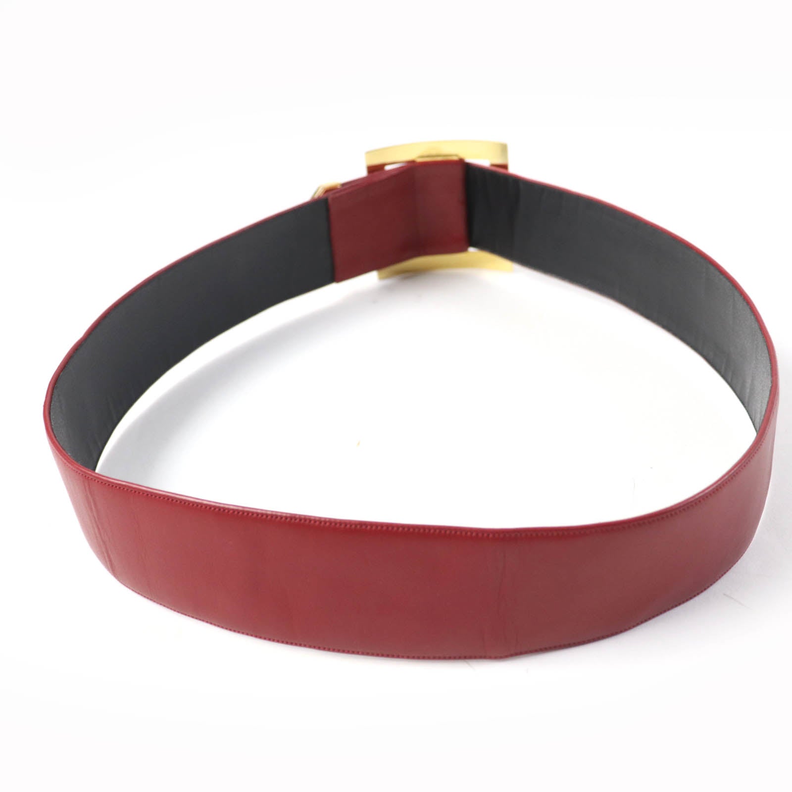 Chanel Leather Belt Red Gold Women Bag