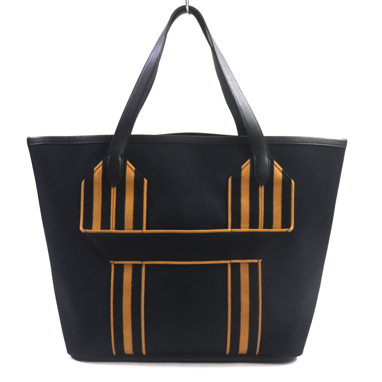 Hermes Tote Bag Main Toile Militaire Main Taurillon Clemence Black