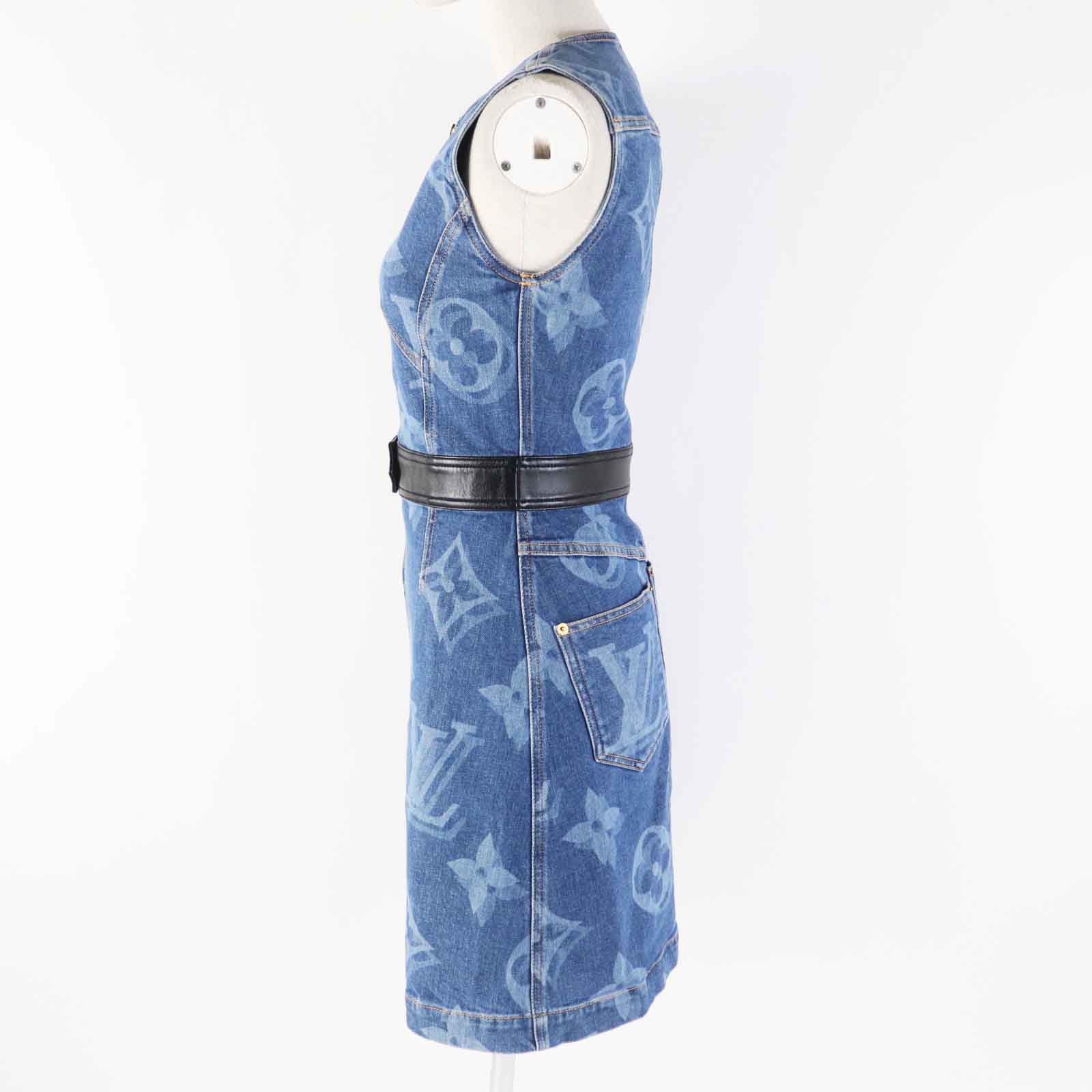 Louis Vuitton one piece part sheep Indigo Monogram Leather Cotton Blue Handbag